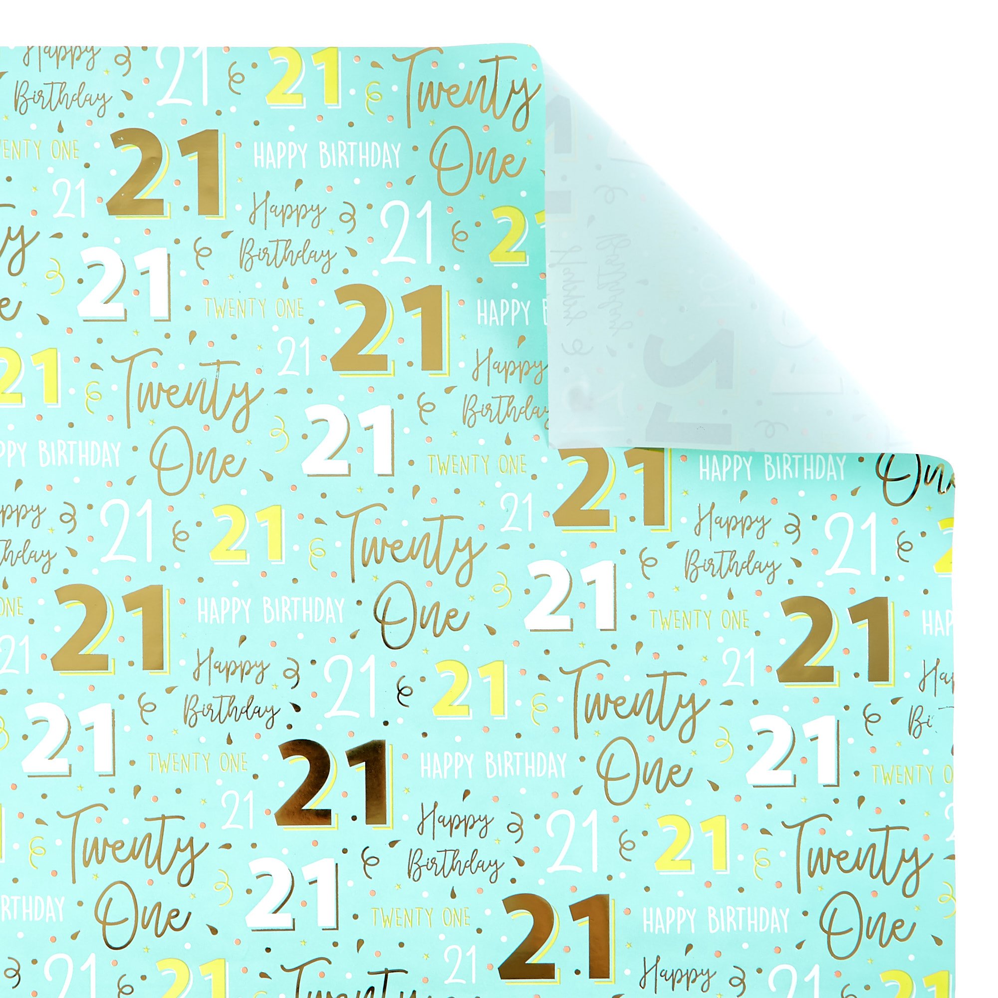 21st Birthday Wrapping Paper - 1 Sheet