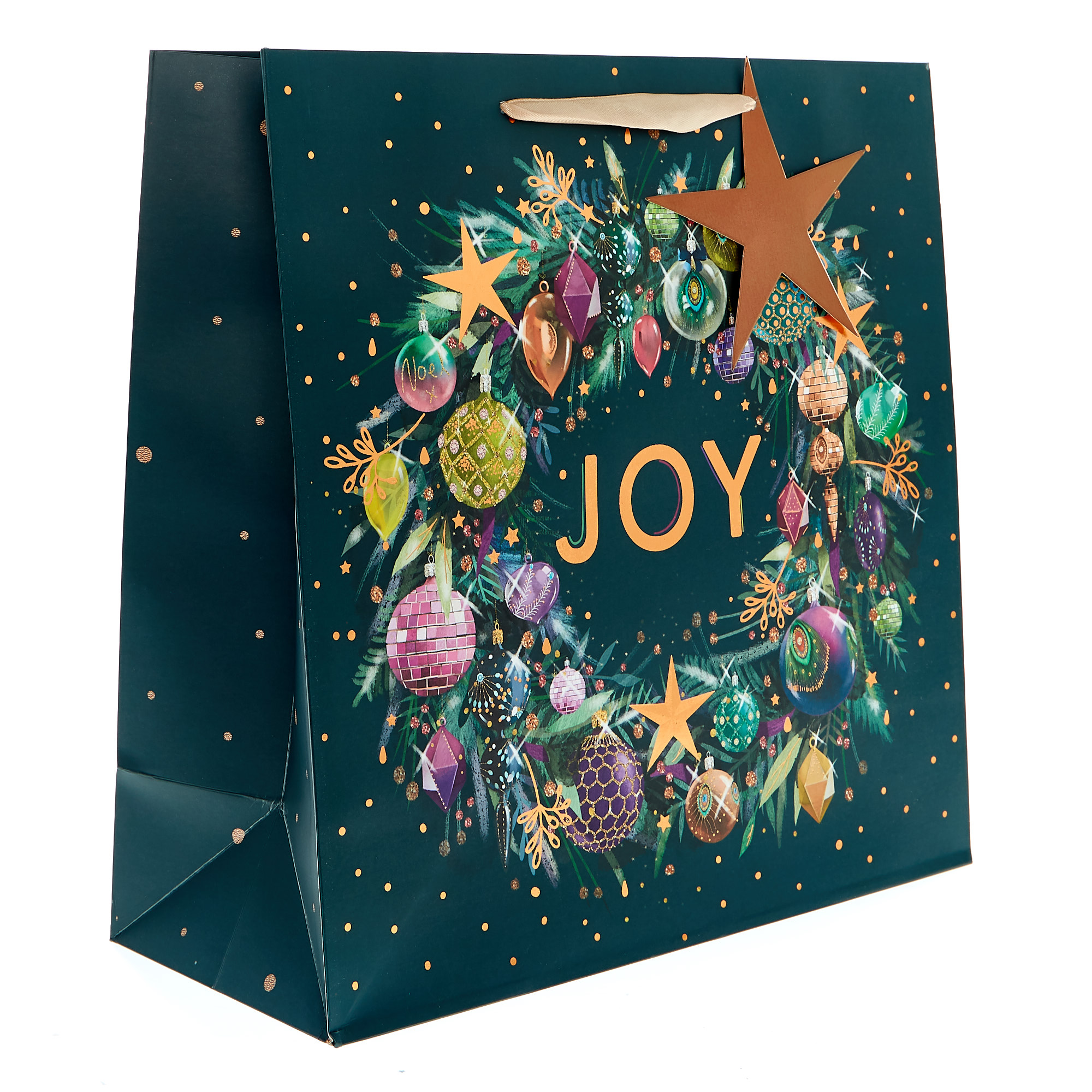 Large Square Festive Wreath Christmas Gift Bag