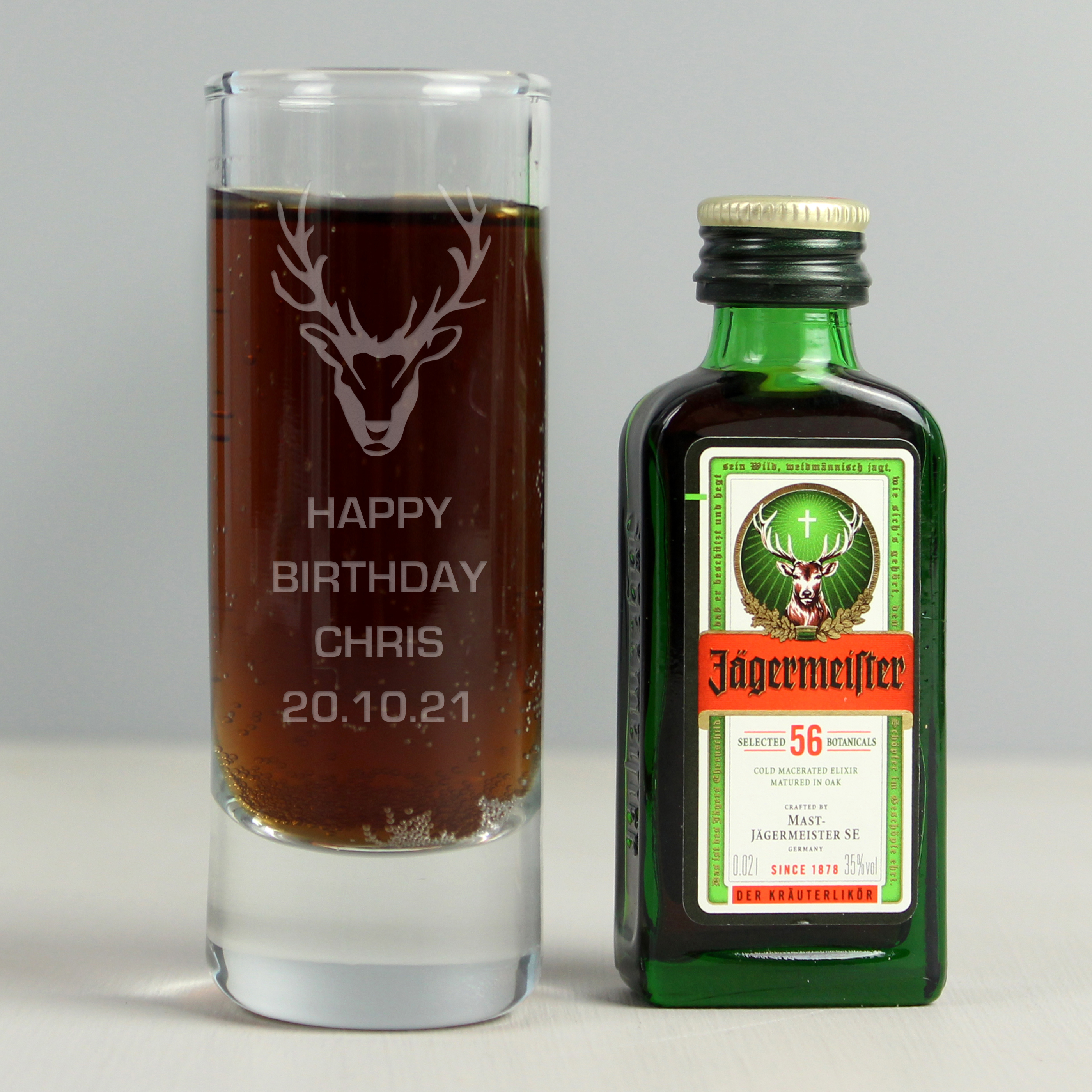 Personalised Jaegermeister Miniature & Glass Gift Set