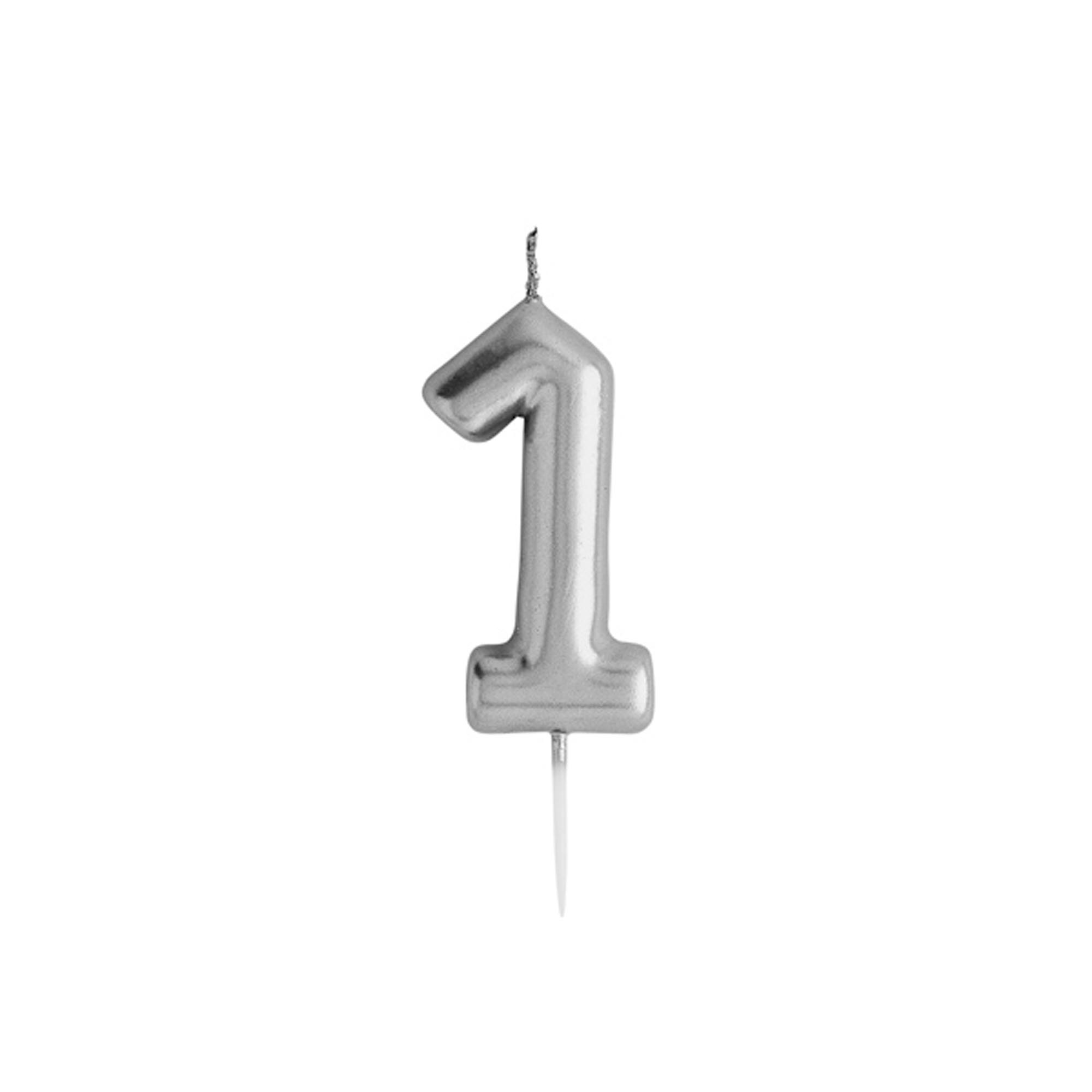Silver Number Cake Candle (0-9)