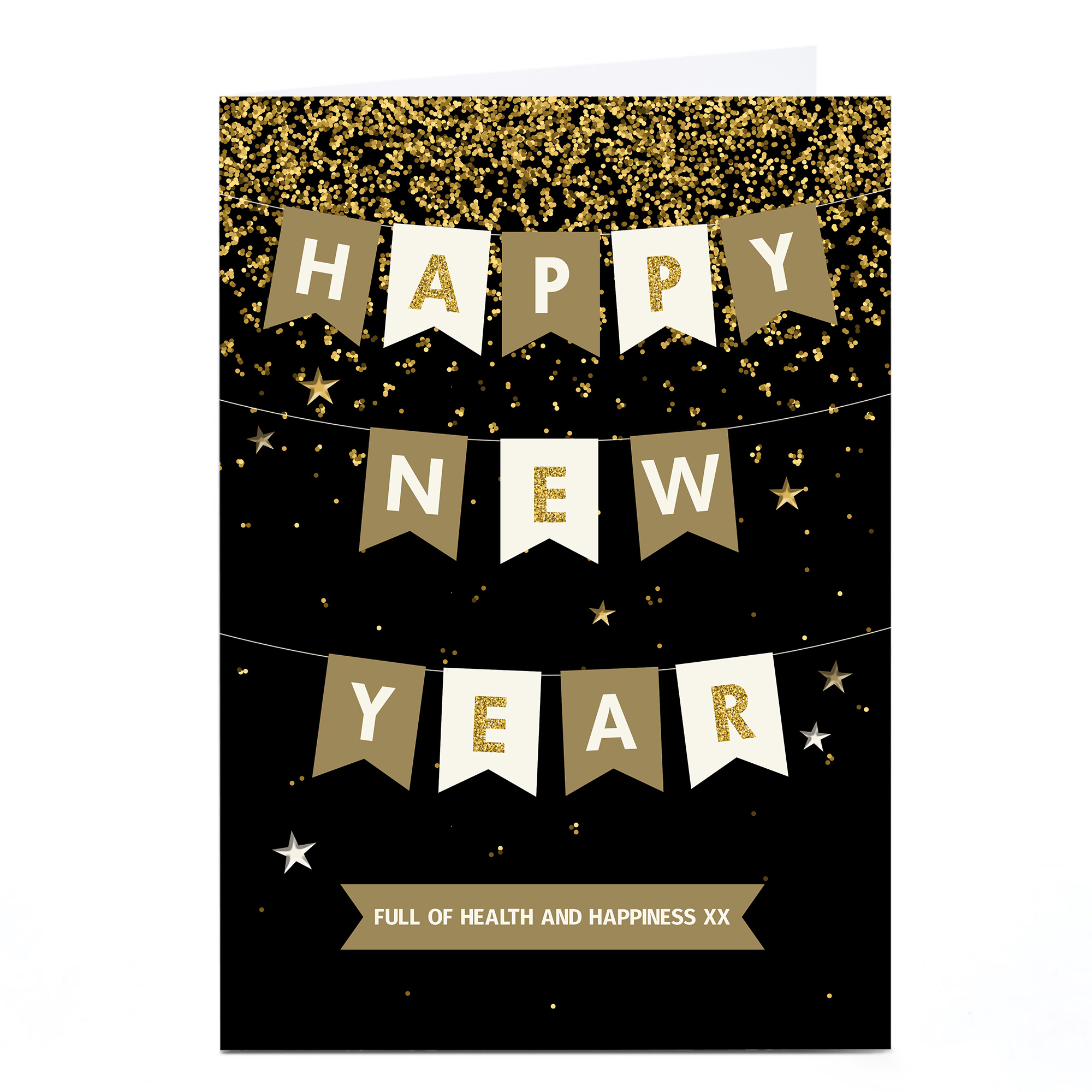 Personalised New Year Card - Black and Gold Bunting