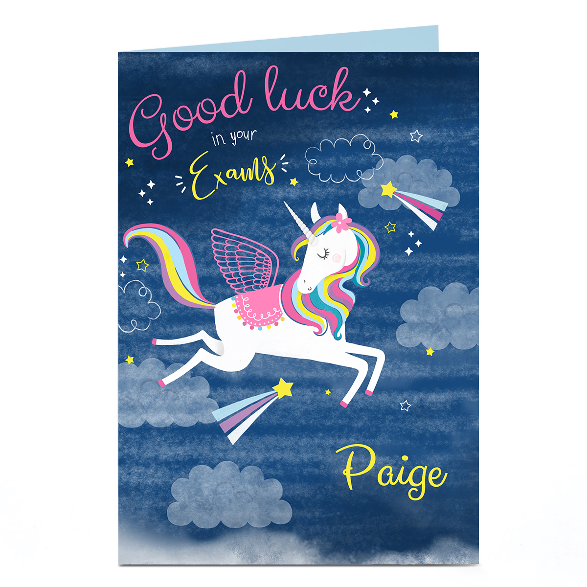 Personalised Good Luck Card - Exams Unicorn