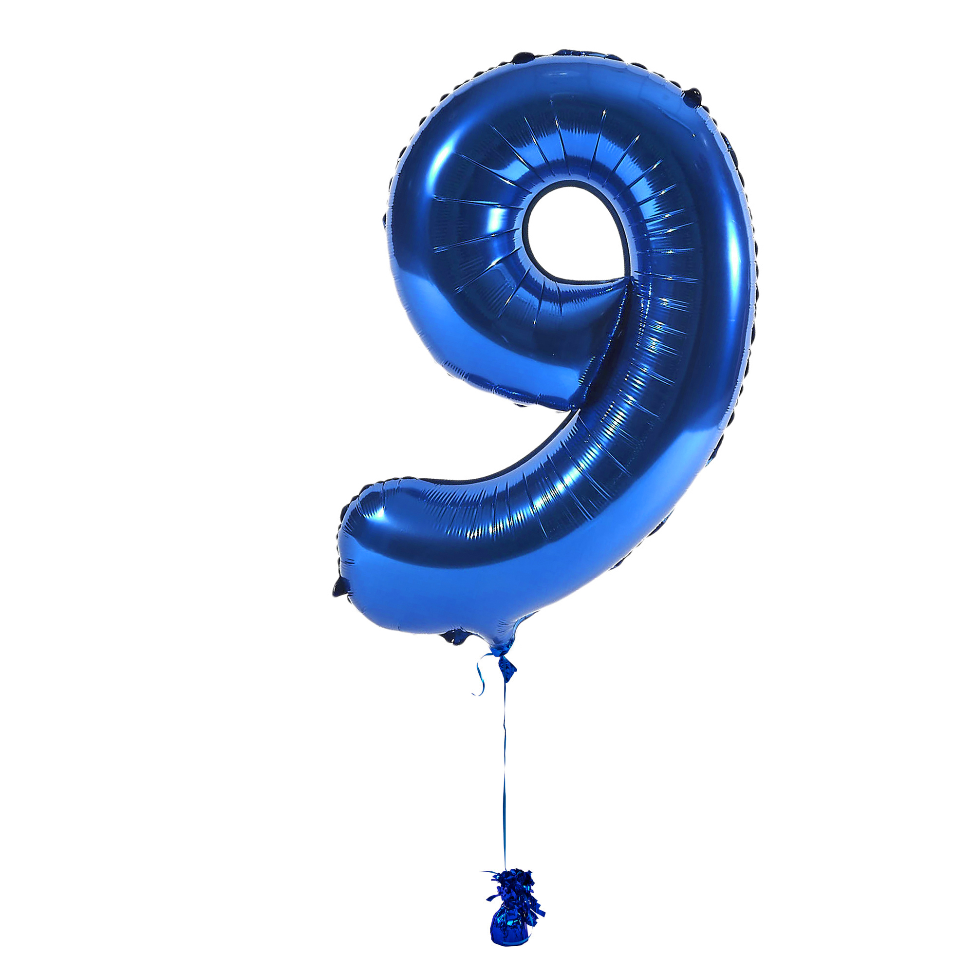 Large Blue Number 9 Inflated Balloon Arrangement