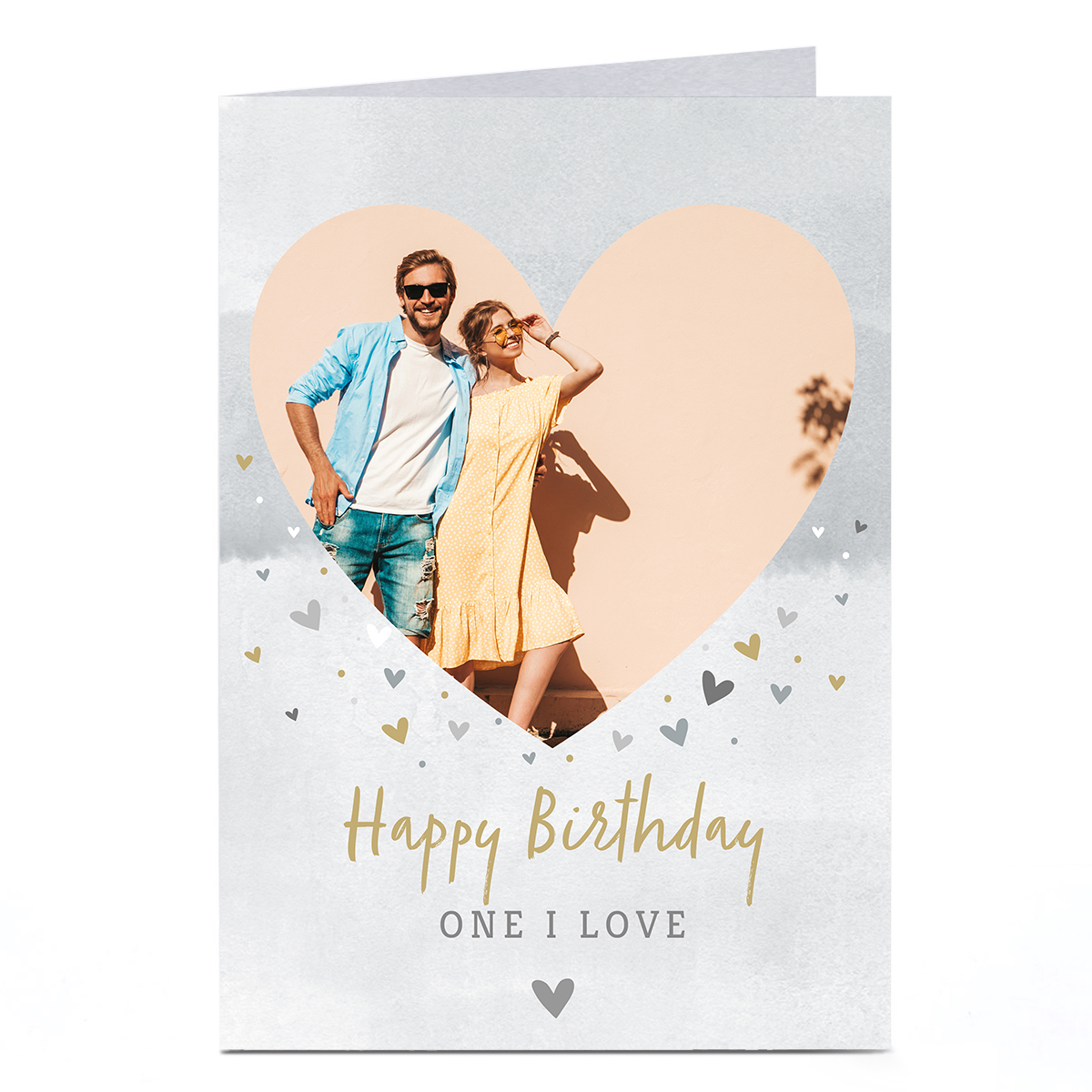 Photo Birthday Card - One I Love Watercolour Hearts