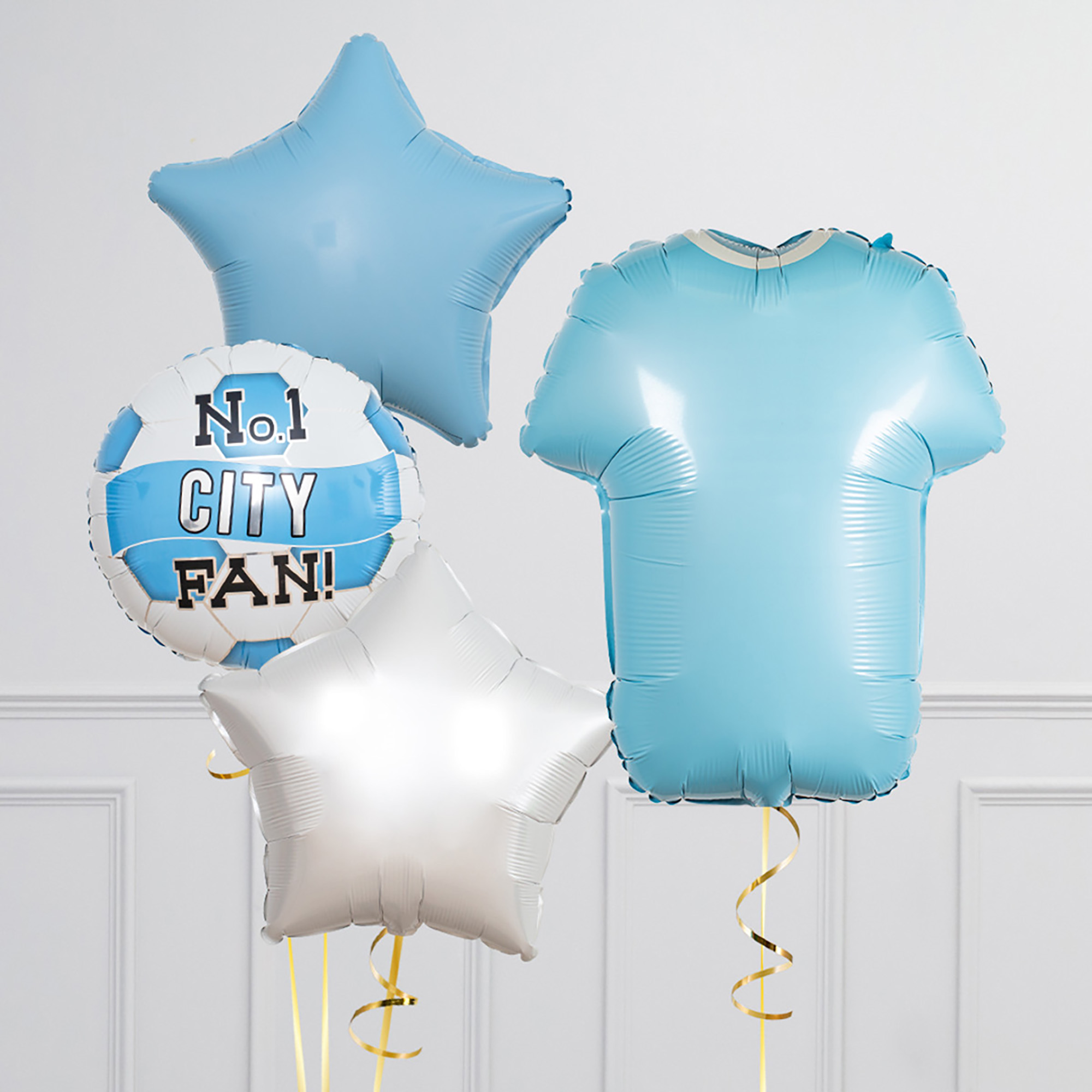 Manchester City Football Club Supershape & Foils Balloon Package - Delivered Inflated!