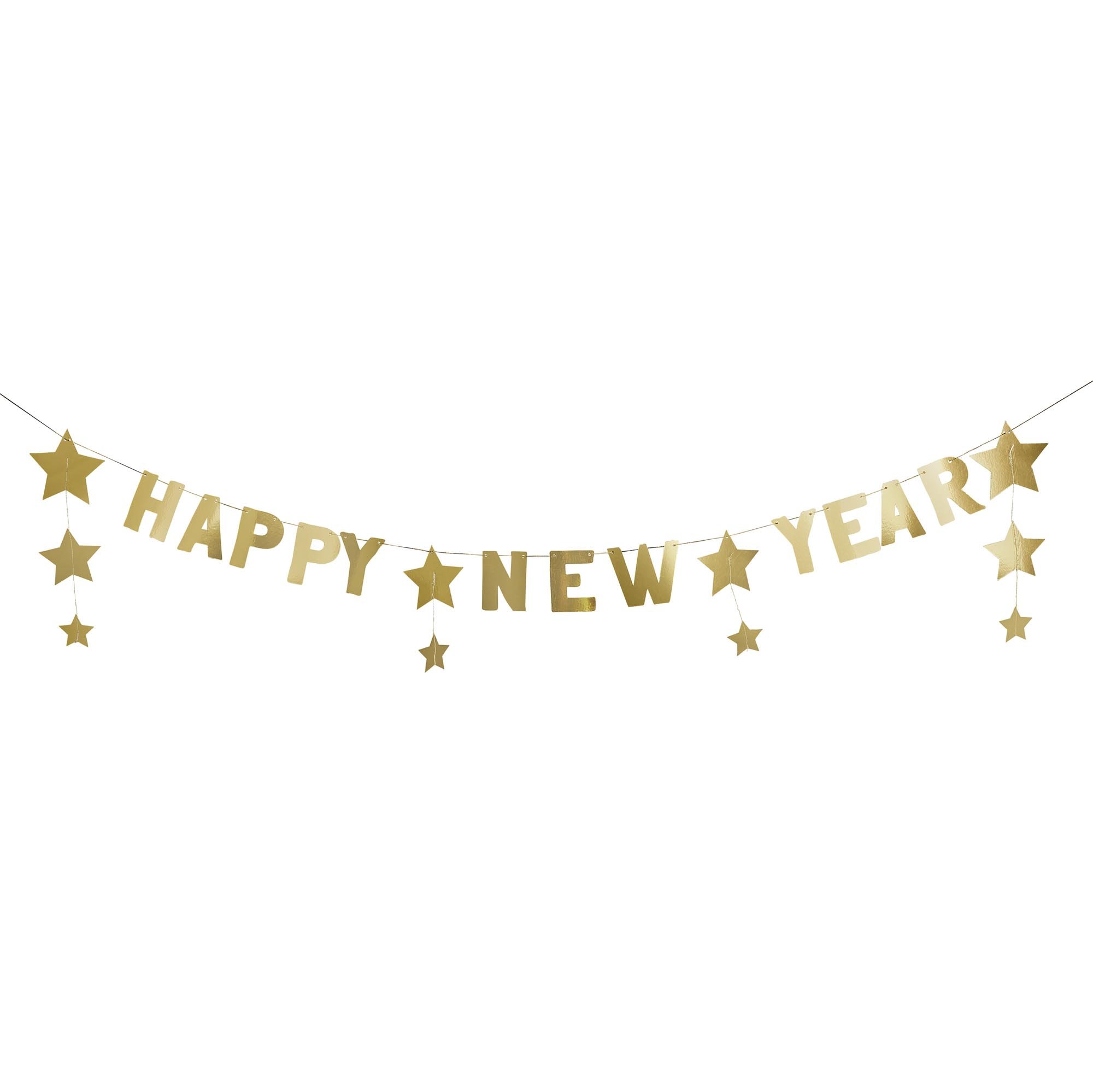 Happy New Year Star Gold Card Banner 2m