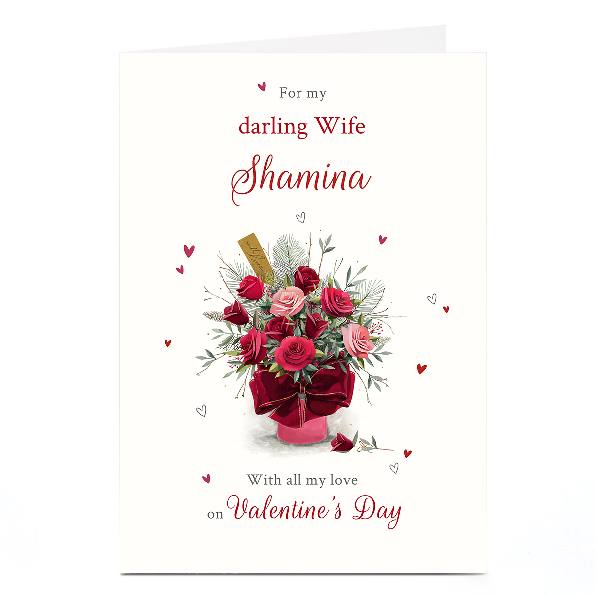 Personalised Valentine's Day Card - Red Roses All My Love