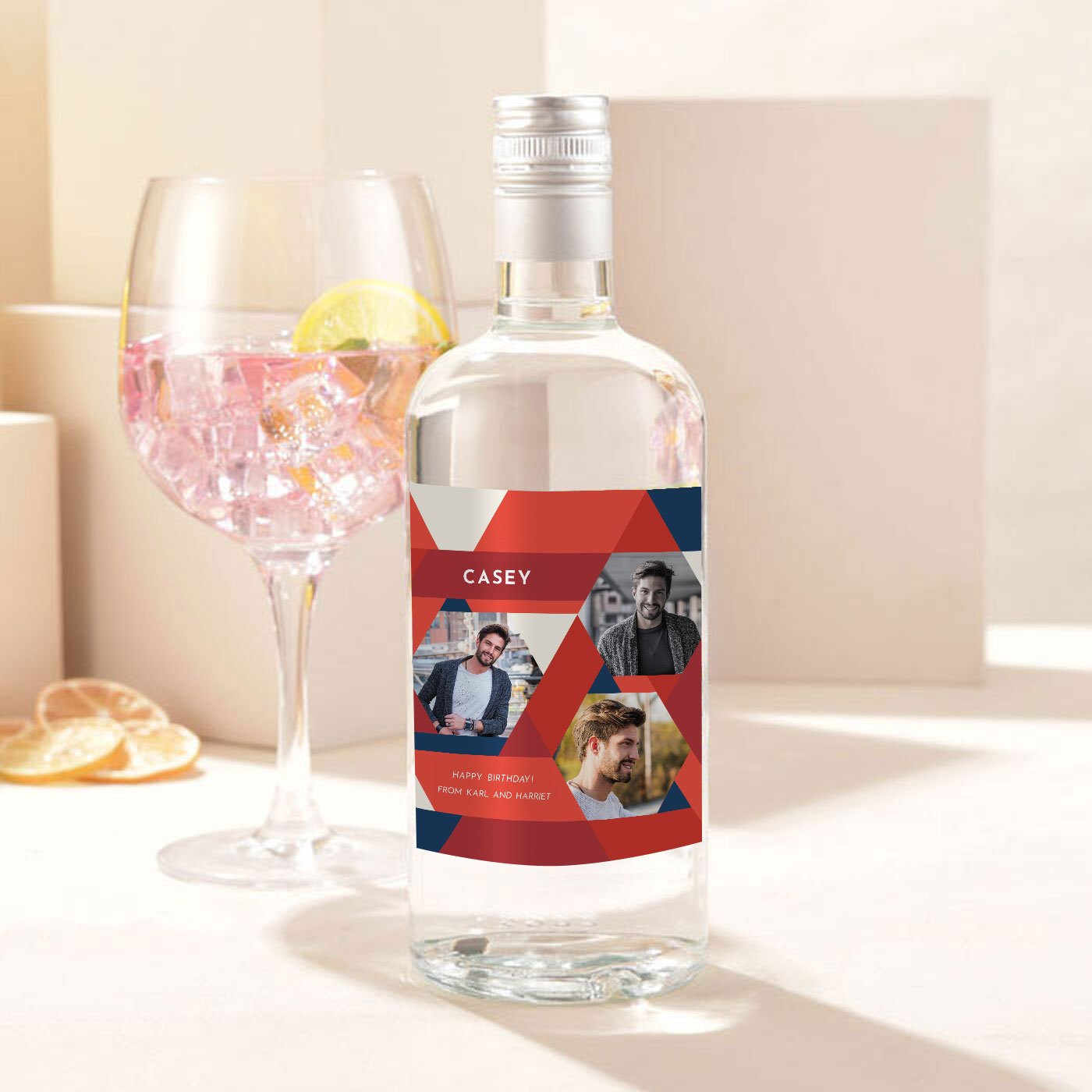 Personalised Photo Gin - Geometric Any Message