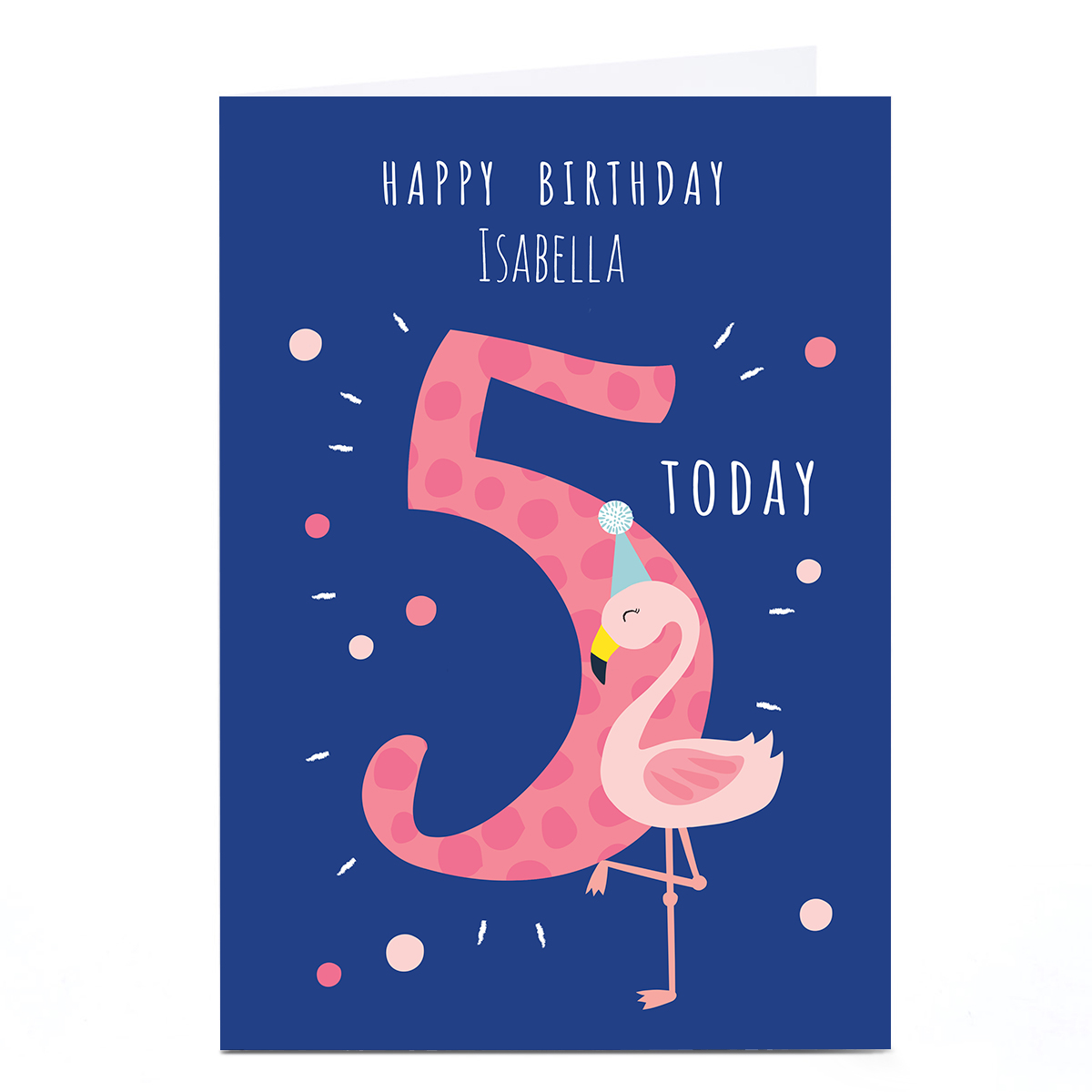 Personalised Klara Hawkins 5th Birthday Card - Flamingo