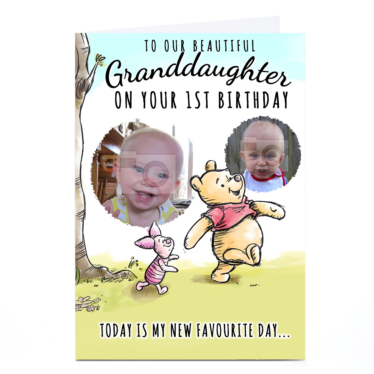 Photo Winnie The Pooh 1st Birthday Card - Favourite Day, Grandaughter