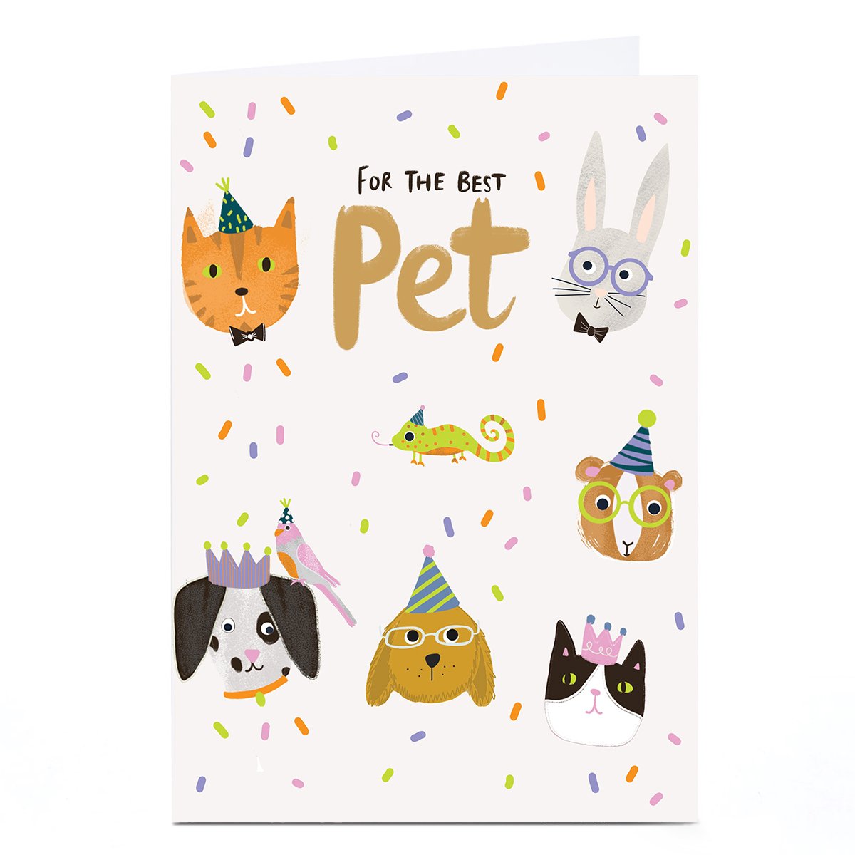 Personalised Birthday Card - Pets in Party Hats, For the Pet