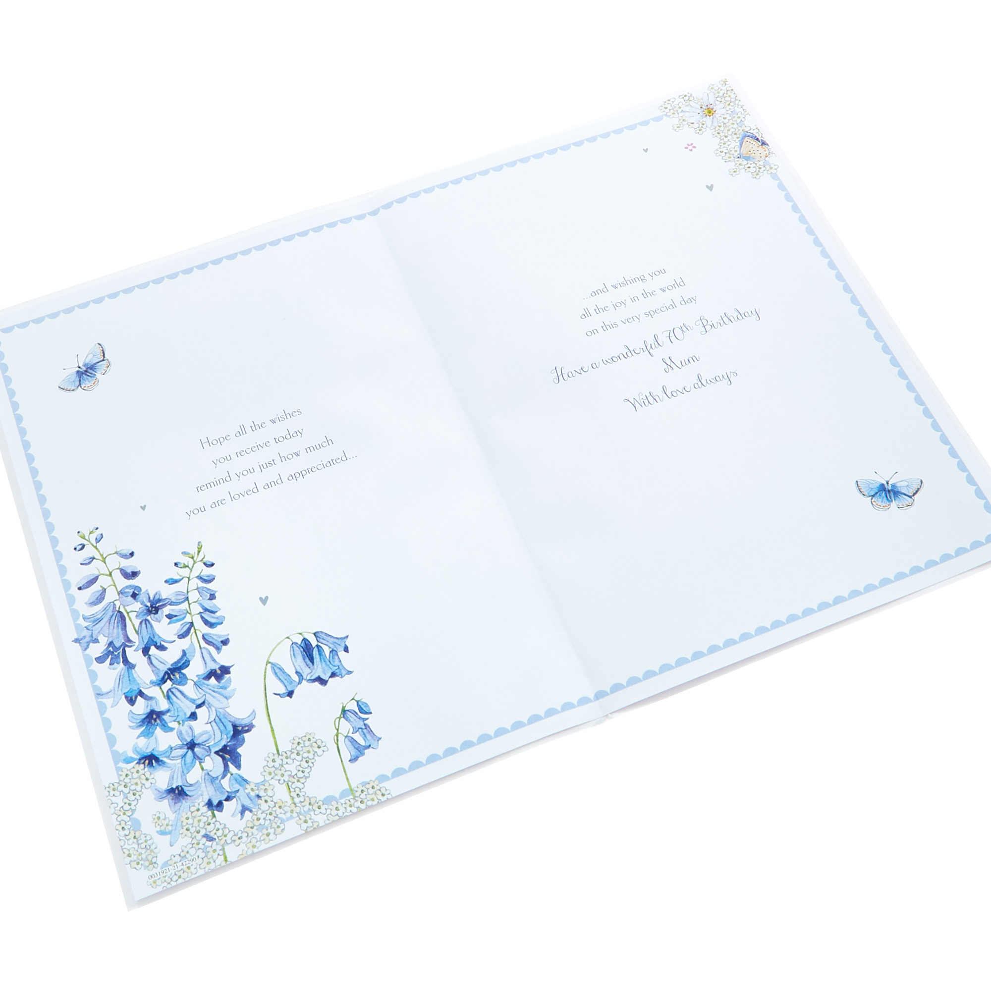70th Birthday Card - Wonderful Mum Bluebells 