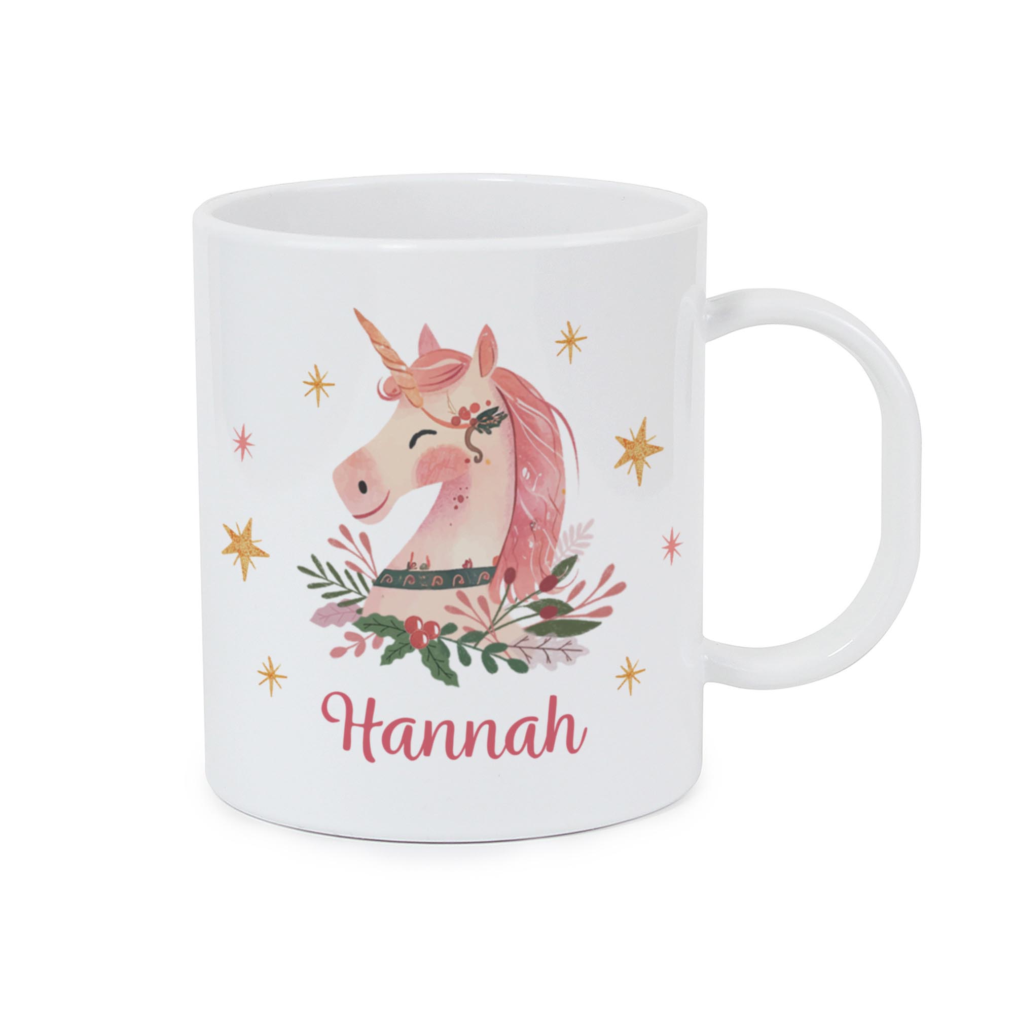 Personalised Unicorn Christmas Plastic Mug