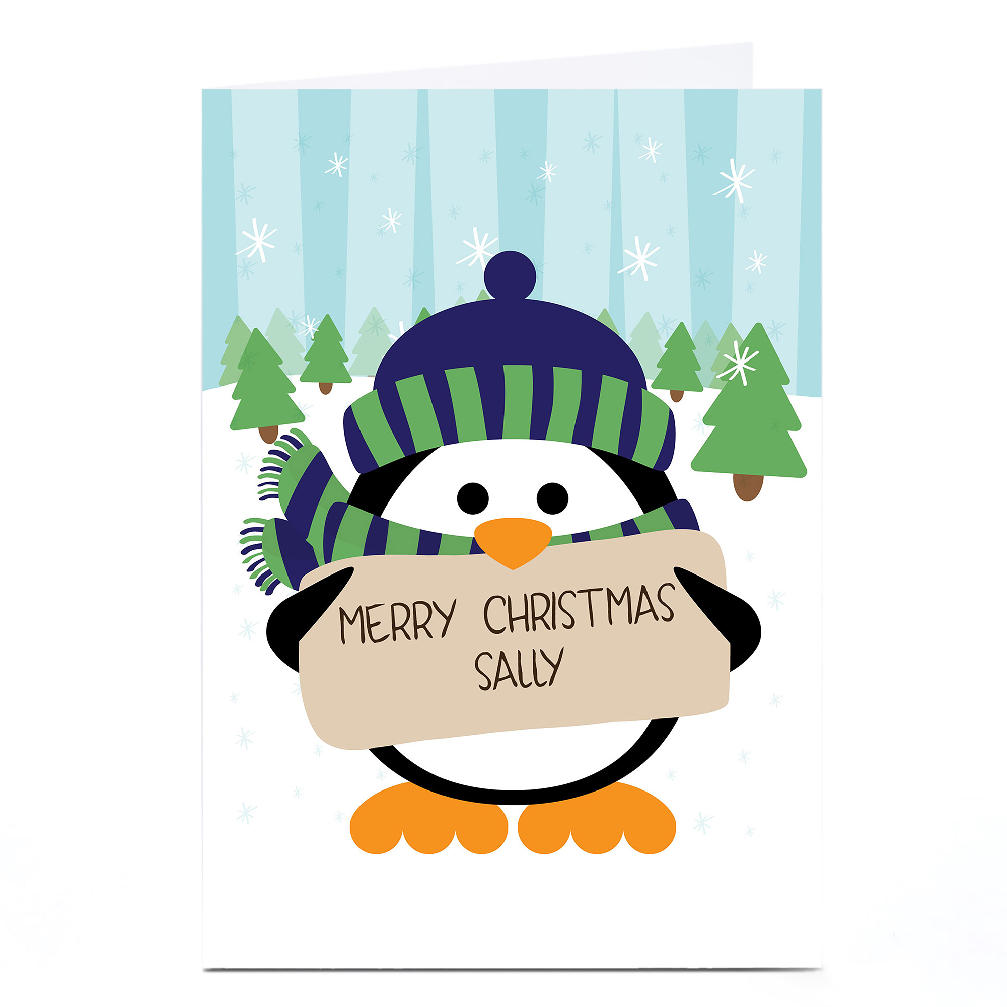 Personalised Christmas Card - Penguin Message