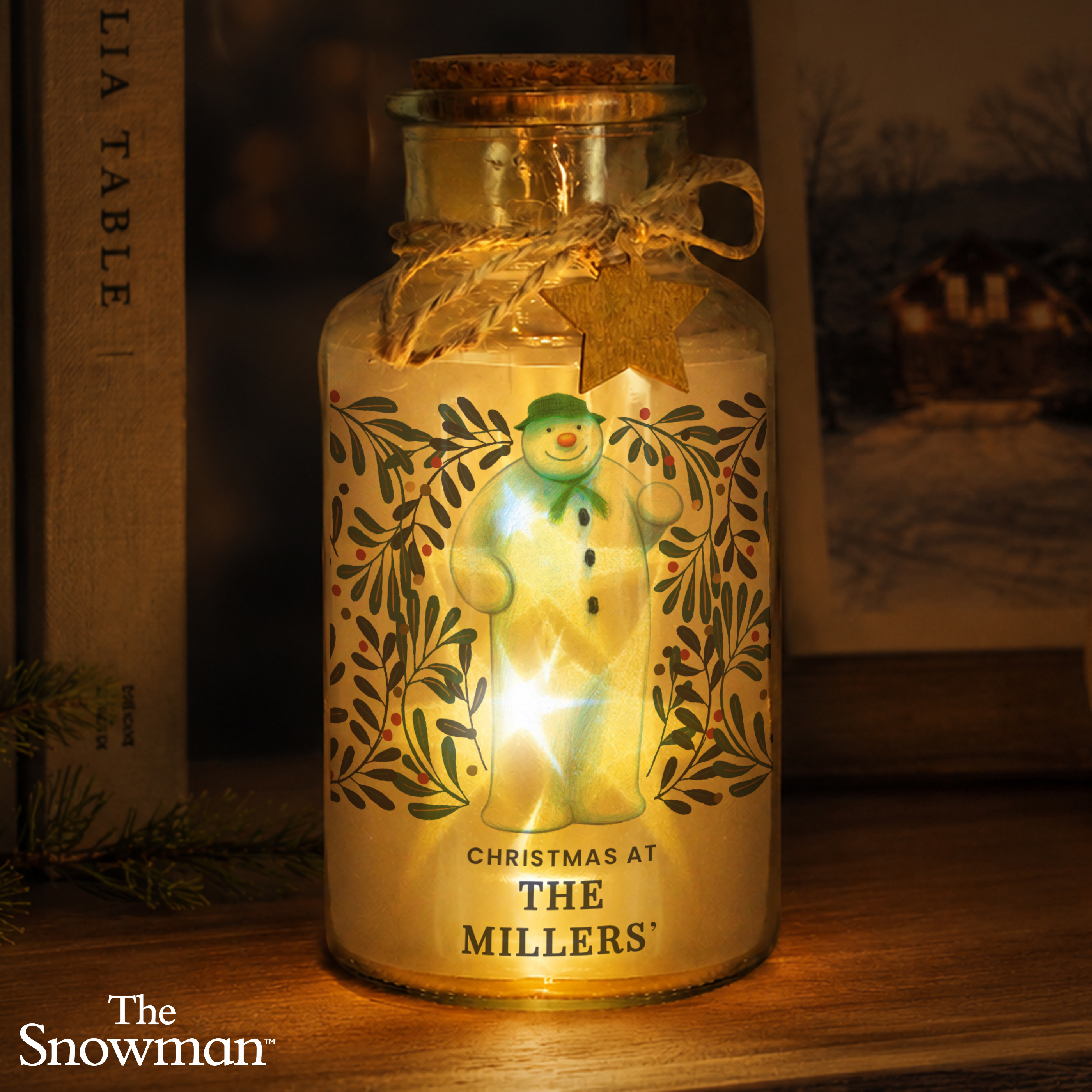 Personalised The Snowman Countdown to Christmas LED Jar