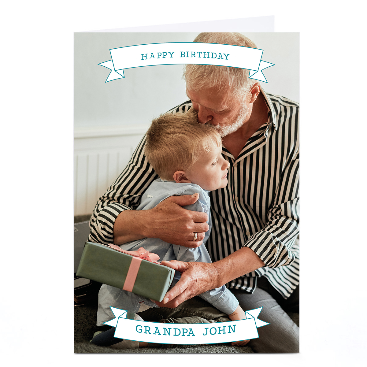 Photo Birthday Card - Grandpa Blue Banner