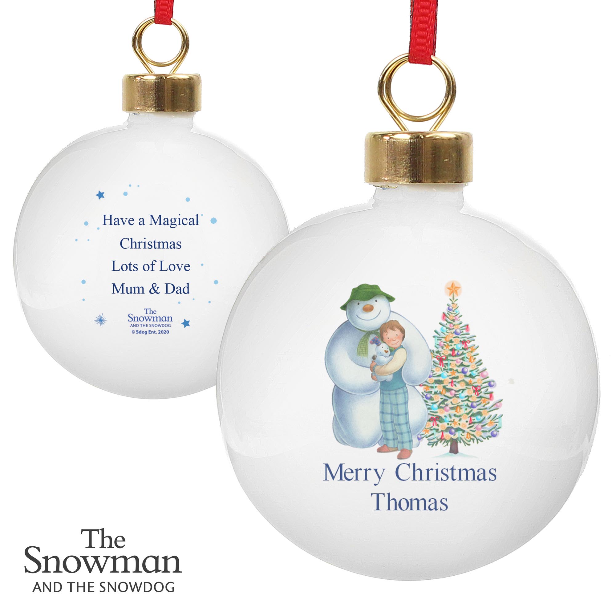 Personalised The Snowman & the Snowdog Friends Bauble