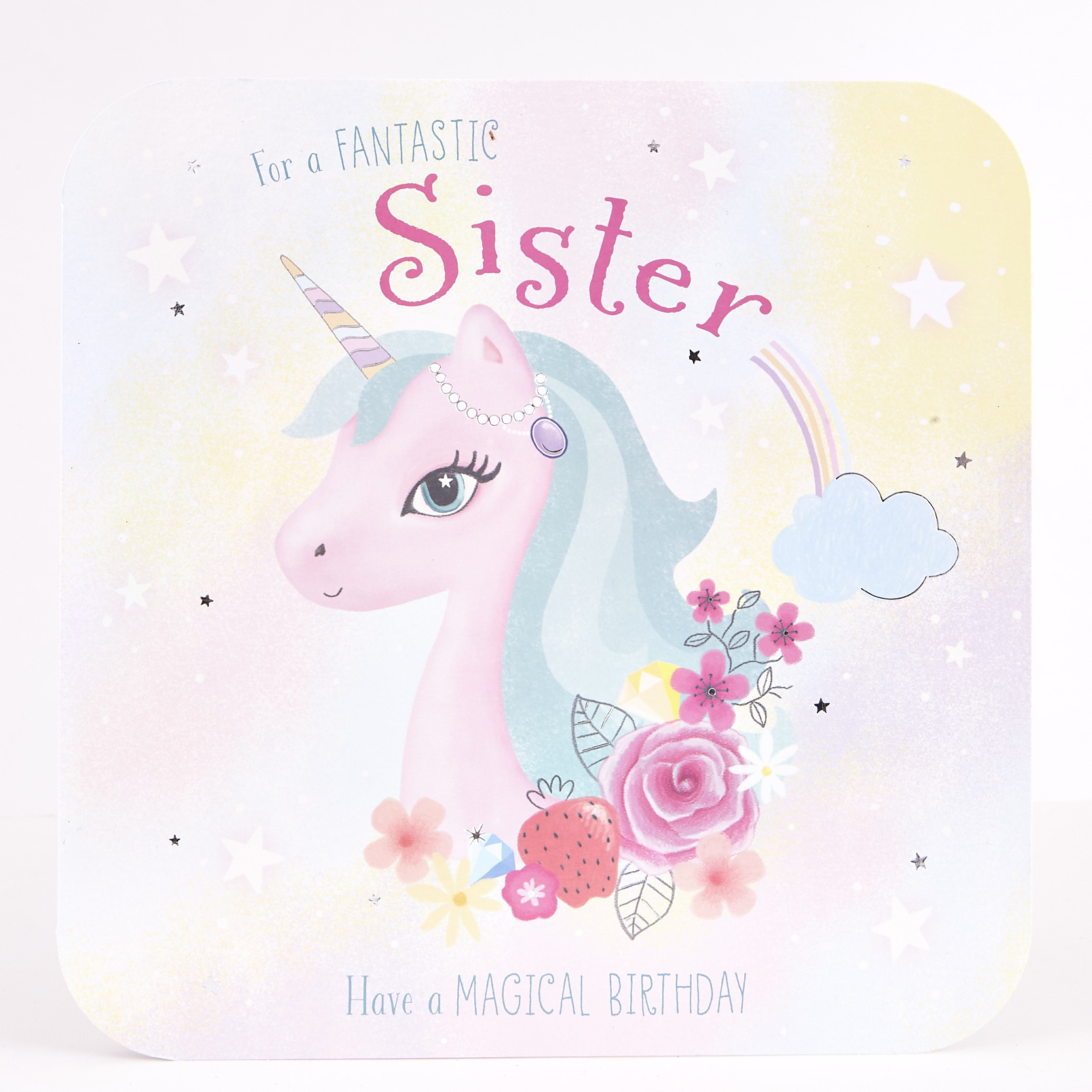 Platinum Collection Birthday Card - Sister, Unicorn
