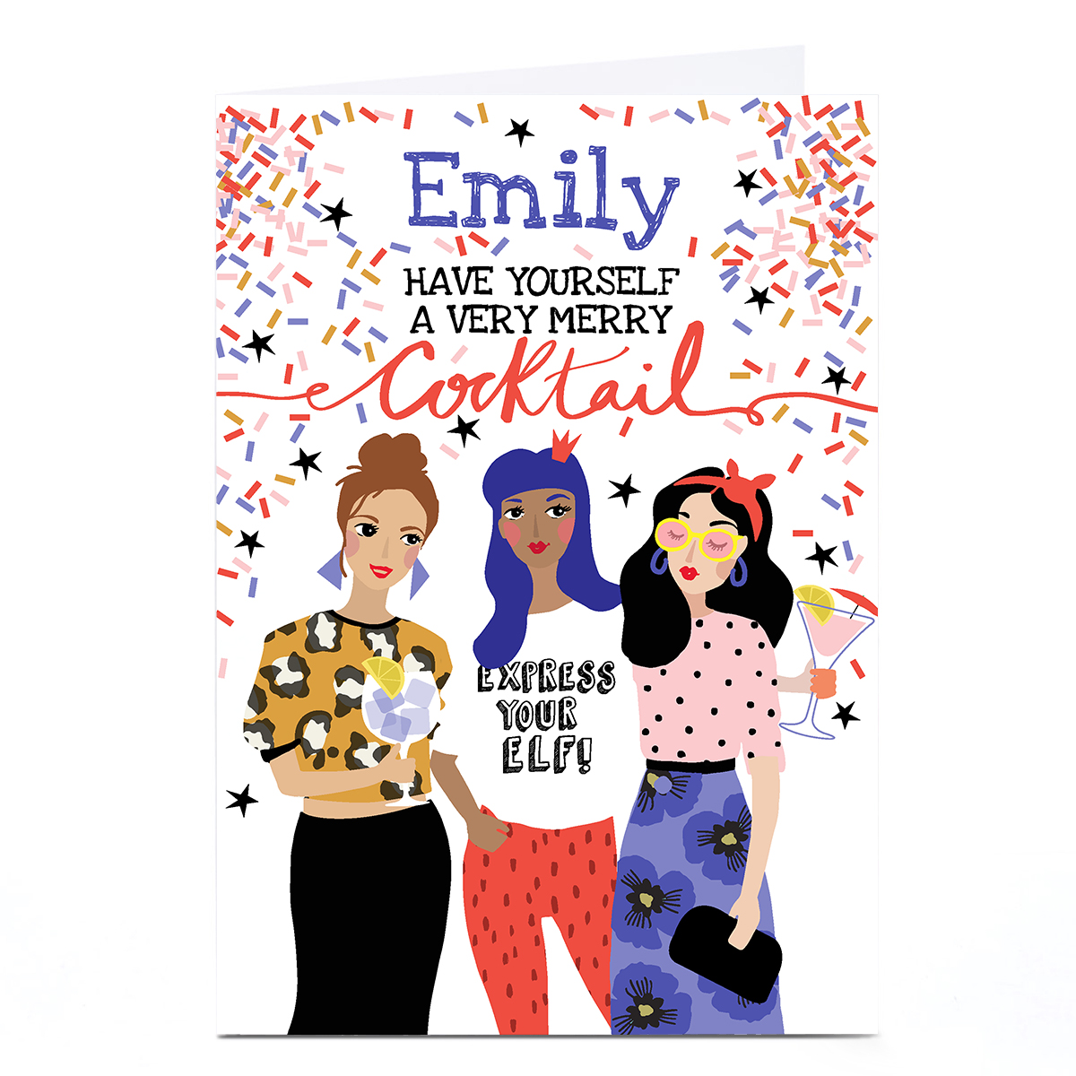 Personalised Bev Hopwood Christmas Card - Cocktail