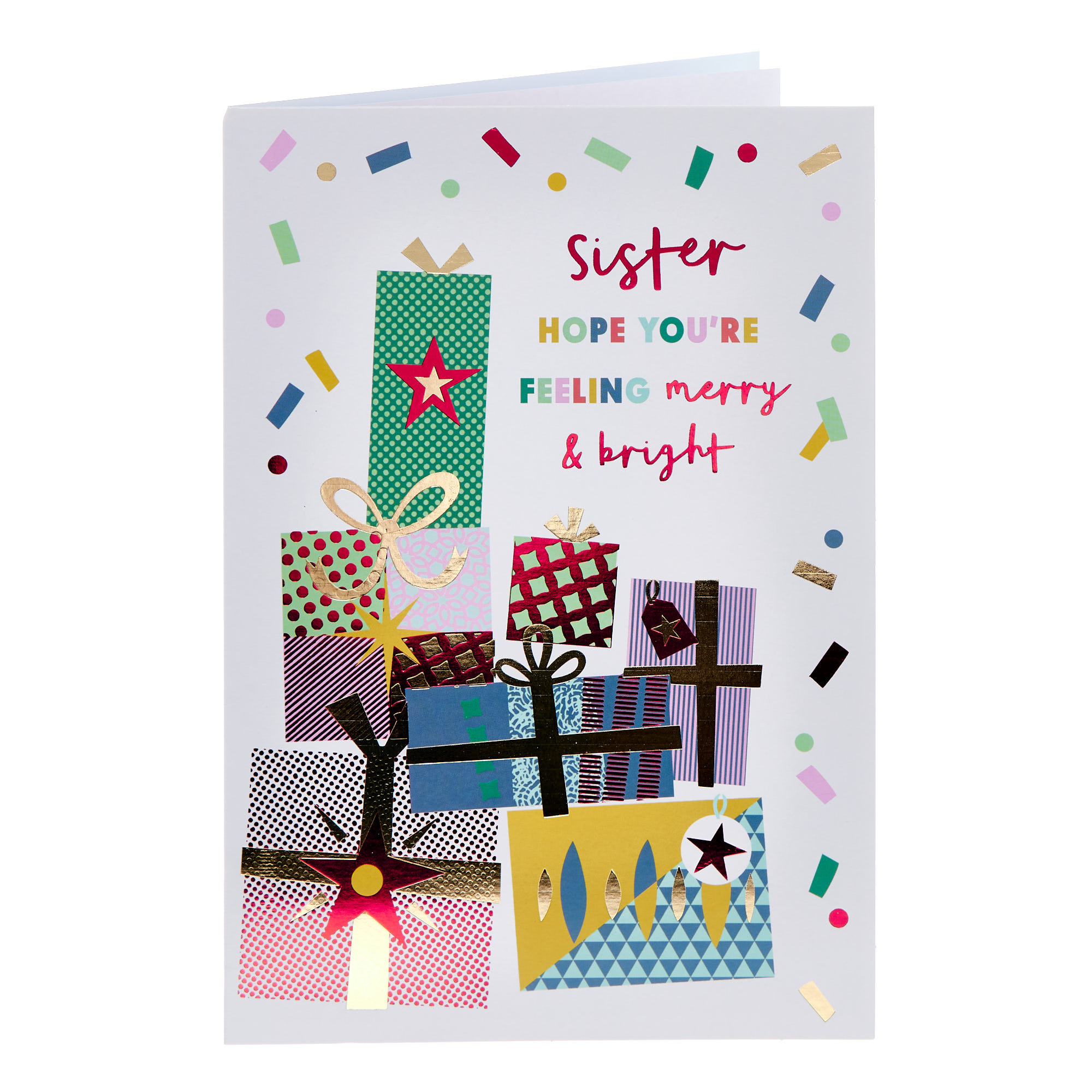 Sister Presents & Confetti Christmas Card