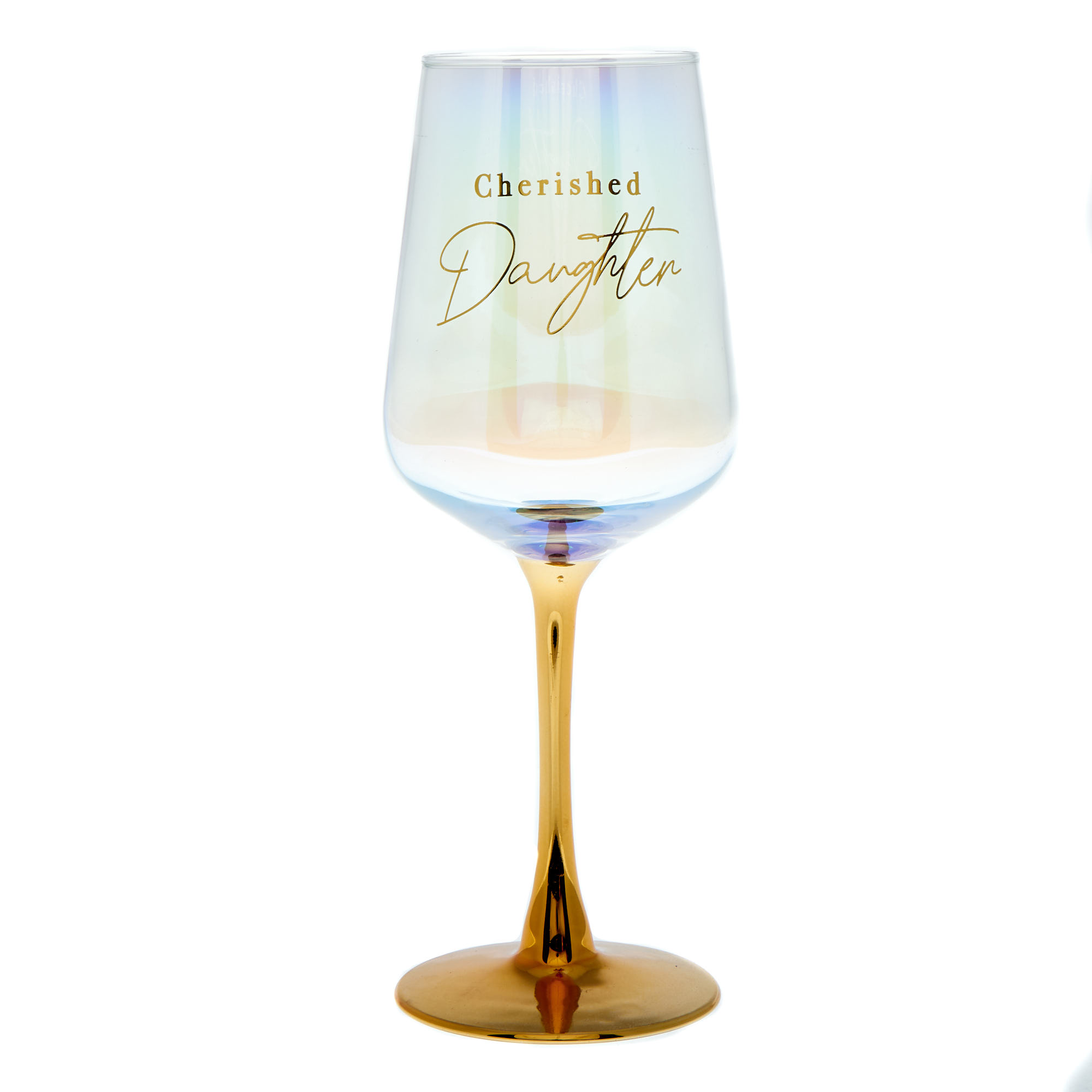 Cherished Daughter Wine Glass