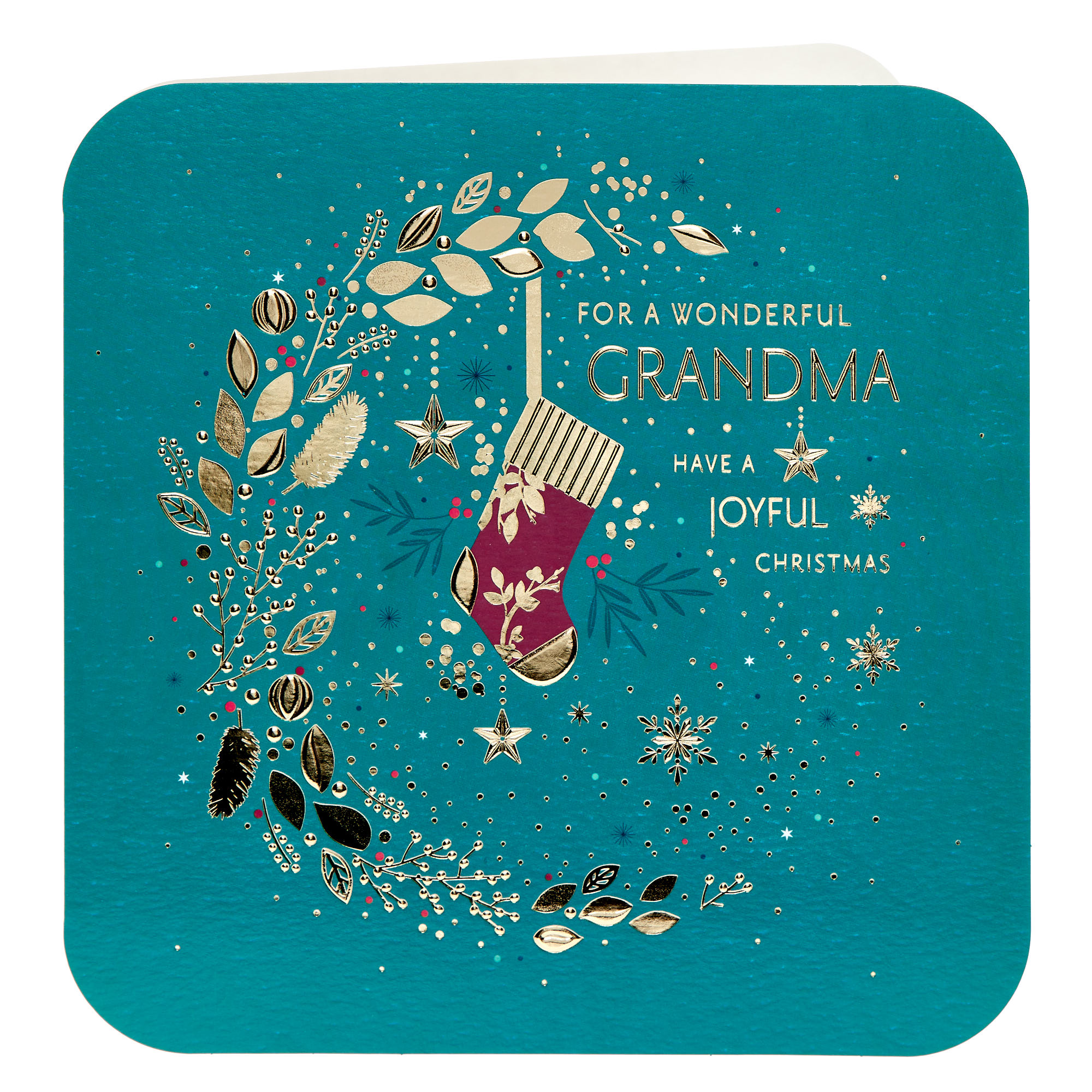 Platinum Grandma Wreath & Stocking Christmas Card