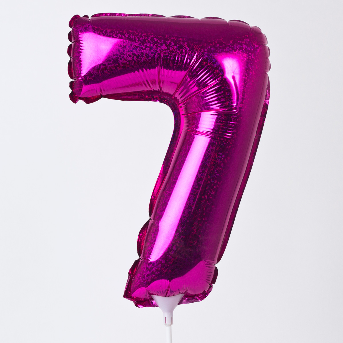 Holographic Pink Number 7 Balloon On A Stick