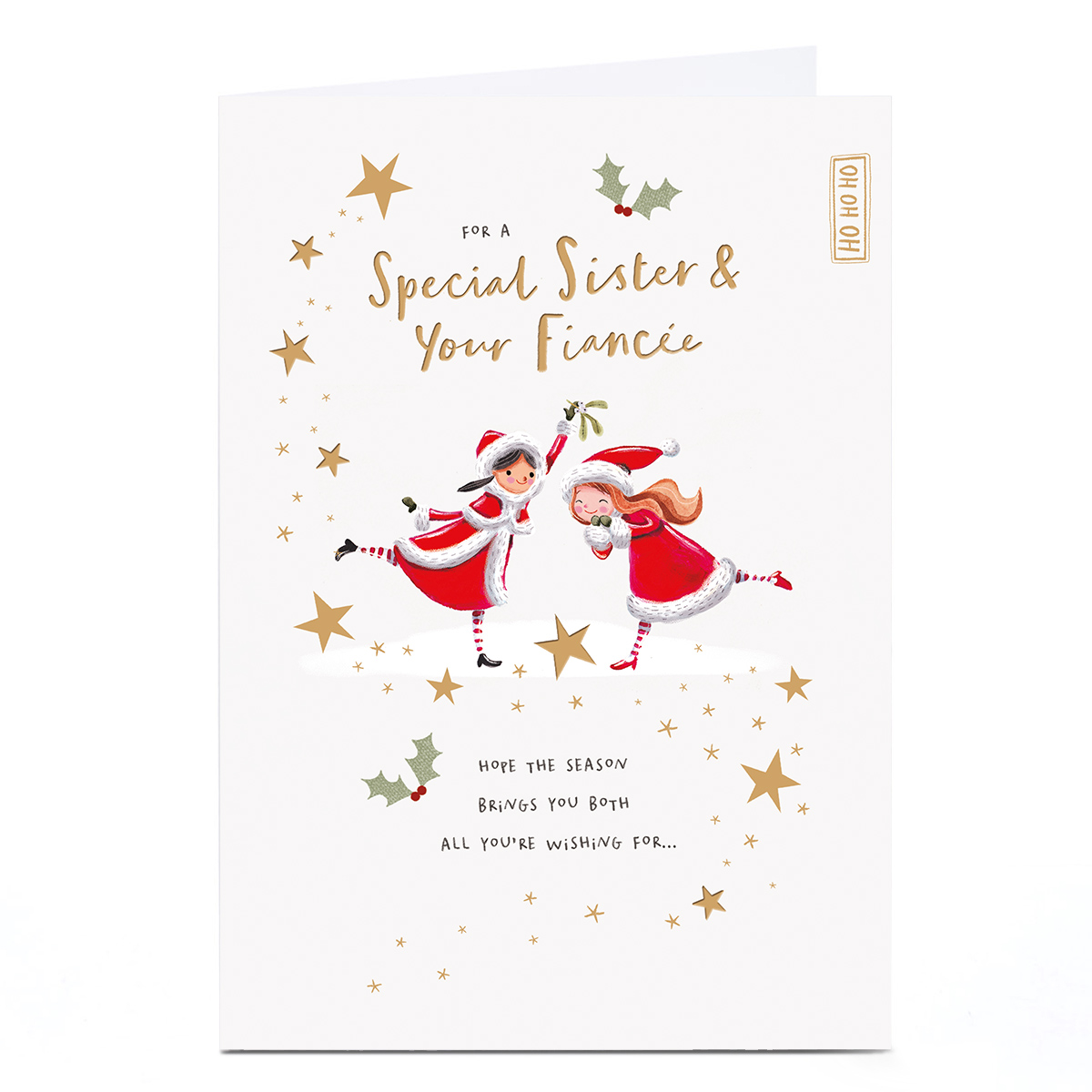 Christmas Card - Ice Skating Couple, Sister & Fiancee