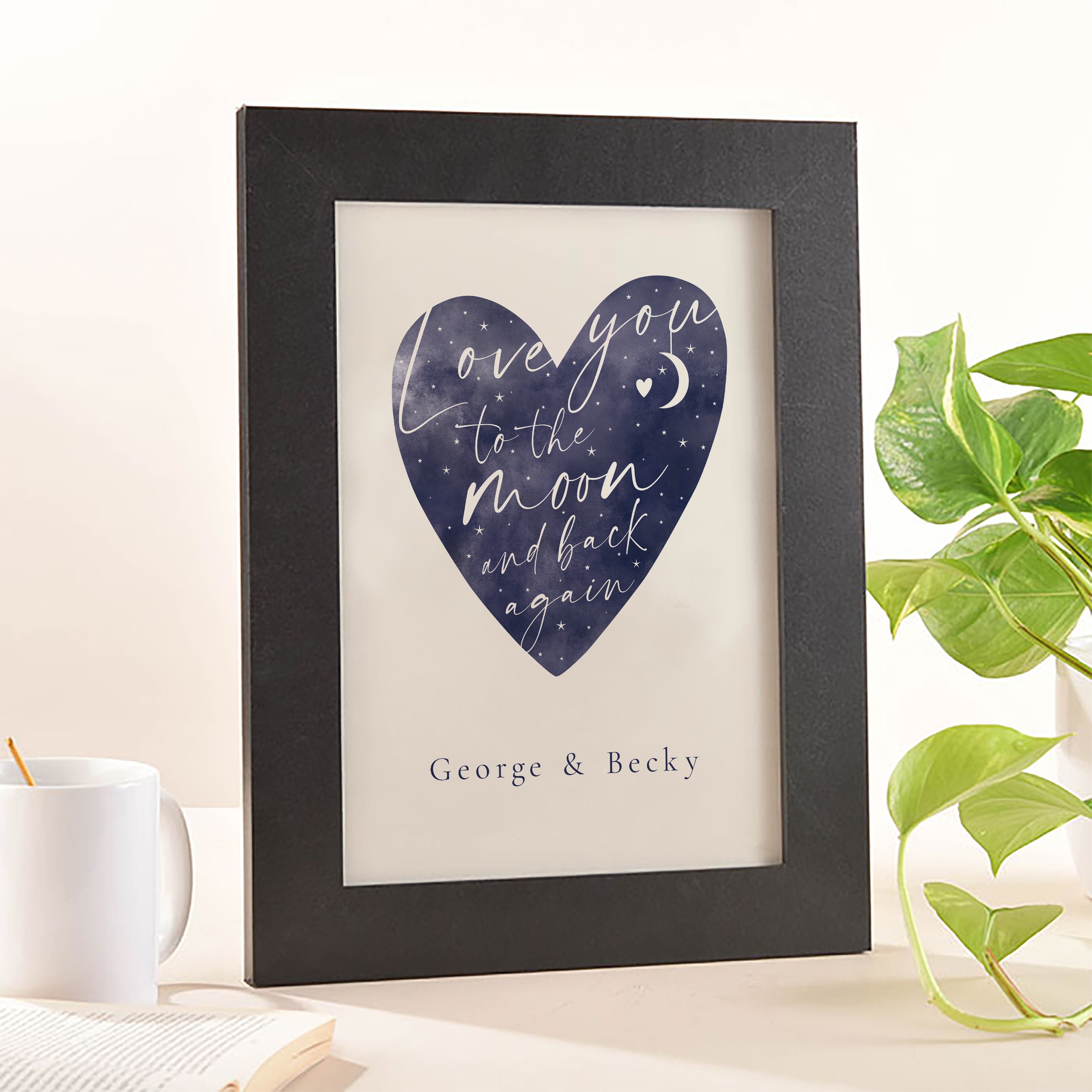 Personalised Love You To The Moon And Back Heart Framed Print