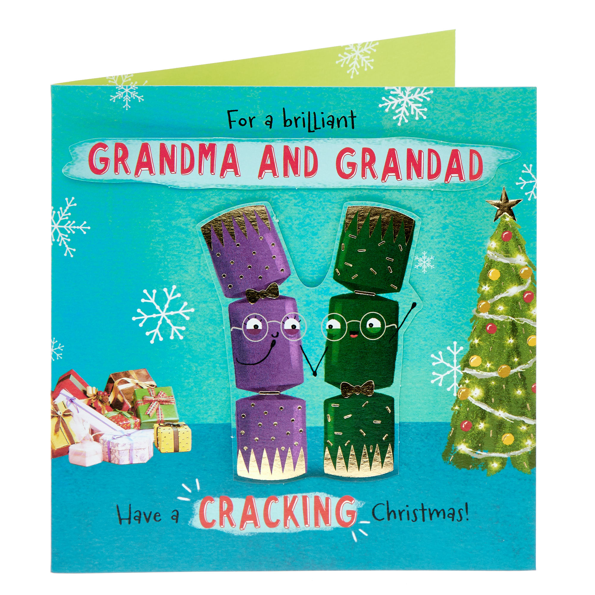 Grandma & Grandad Crackers Christmas Card