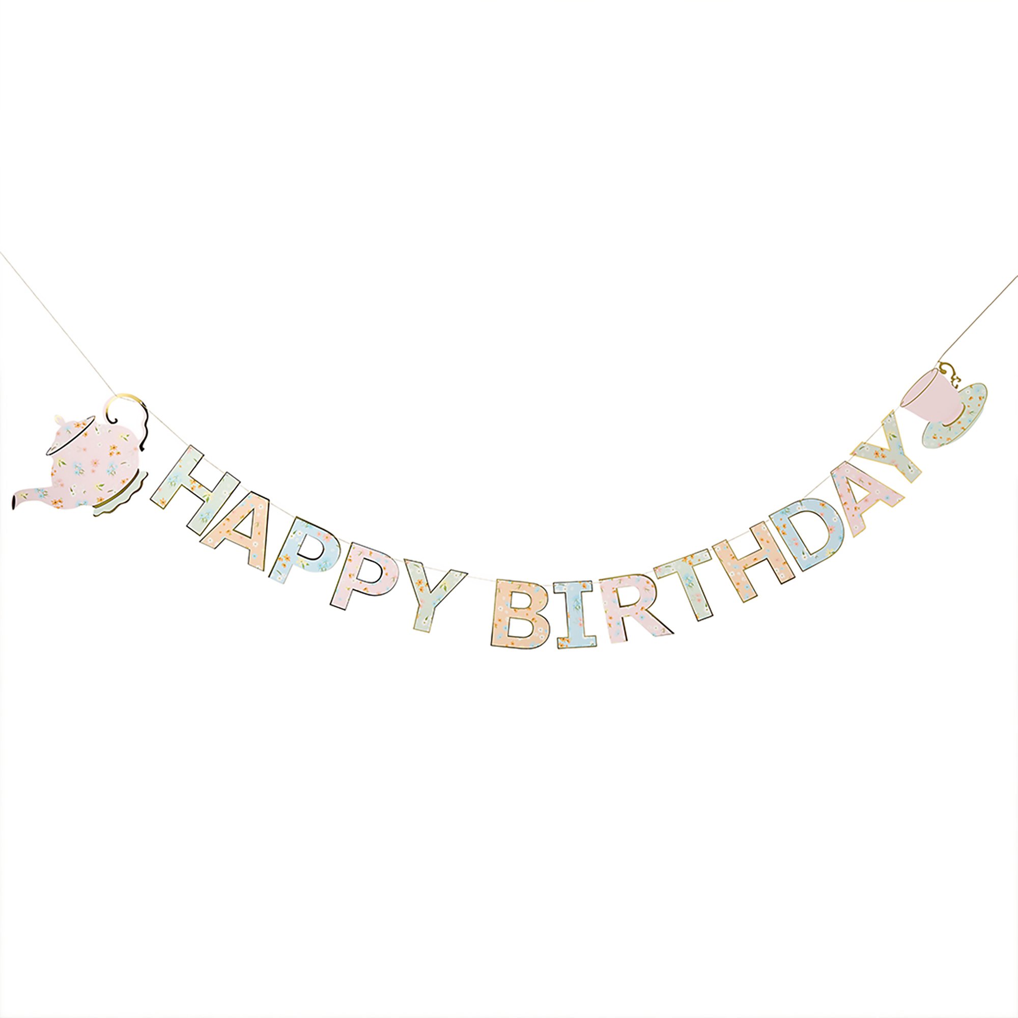 Tea Party Happy Birthday Letter Banner 2.5m