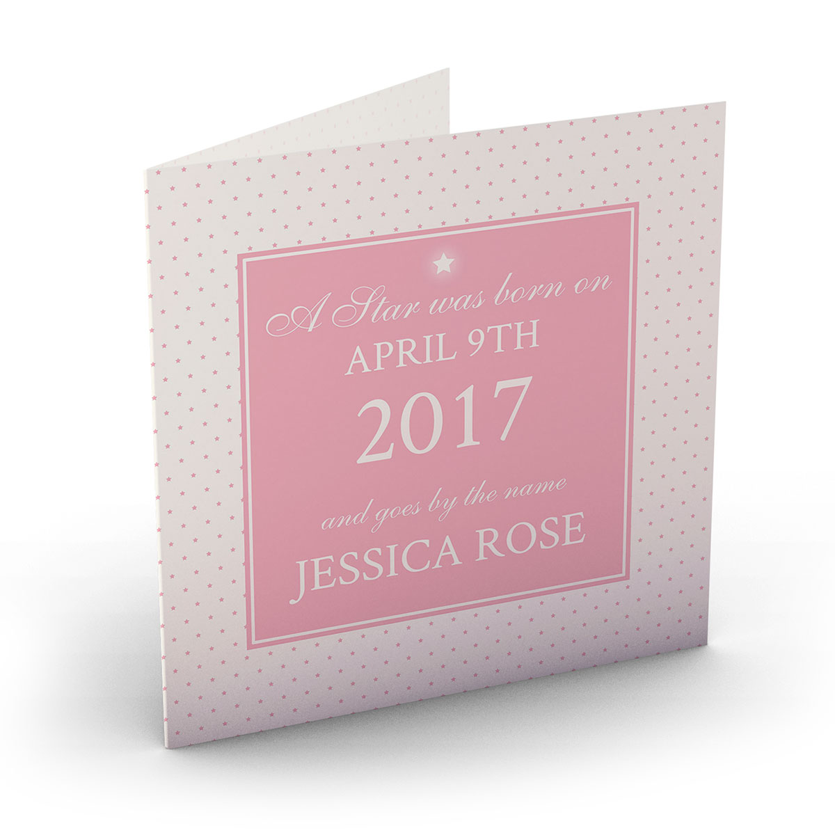 Personalised New Baby Card - A Star Was Born Pink