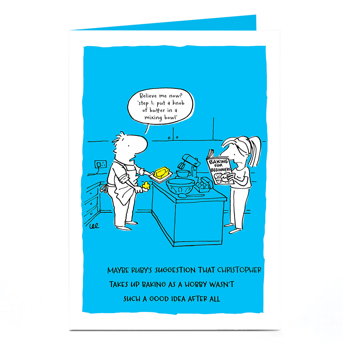 Personalised Card - Knob Of Butter Cartoon