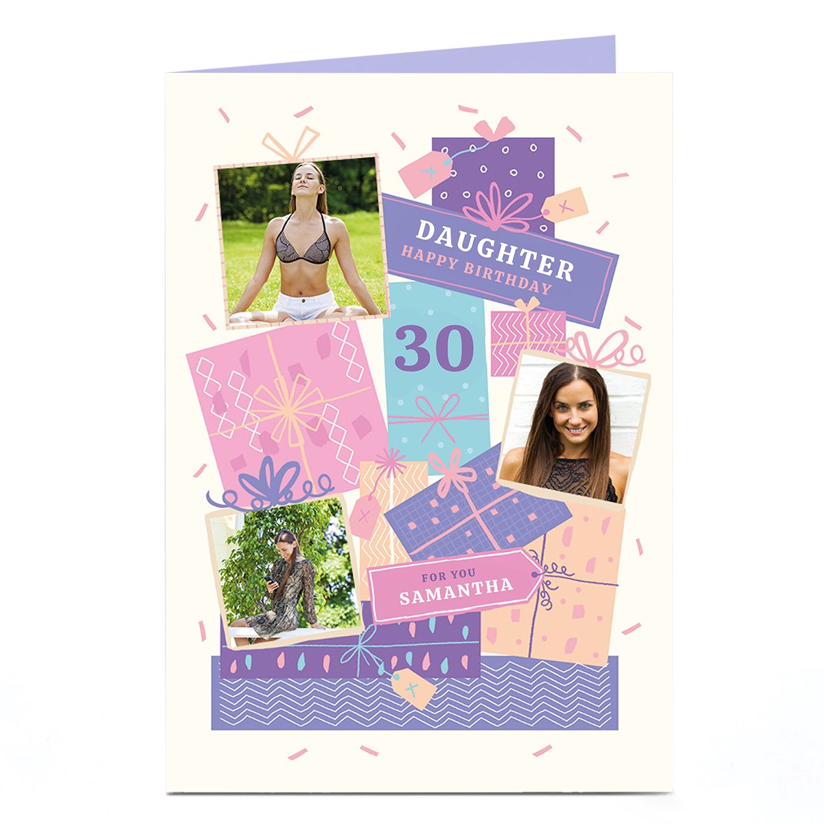 Photo Birthday Card - Daughter Purple Gifts, Editable Age & Recipient
