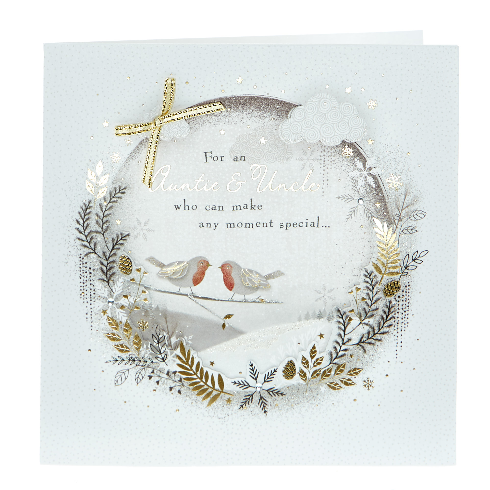 Boutique Christmas Card - Auntie & Uncle, Christmas Robins