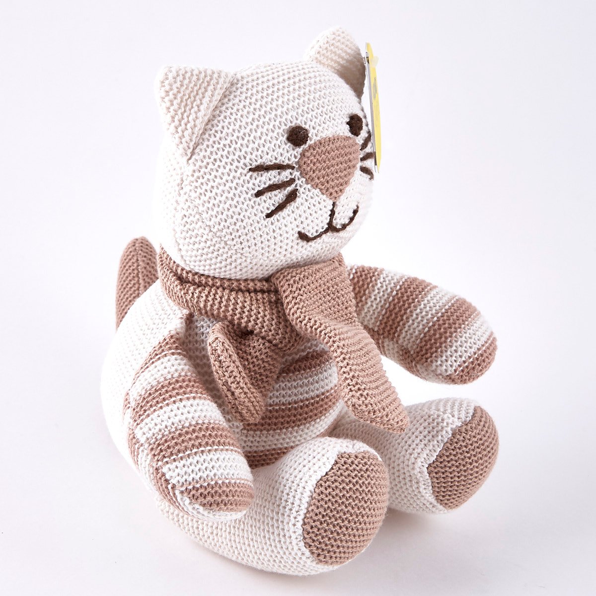 Tiny Treasures Striped Cream & Beige Cat with Scarf