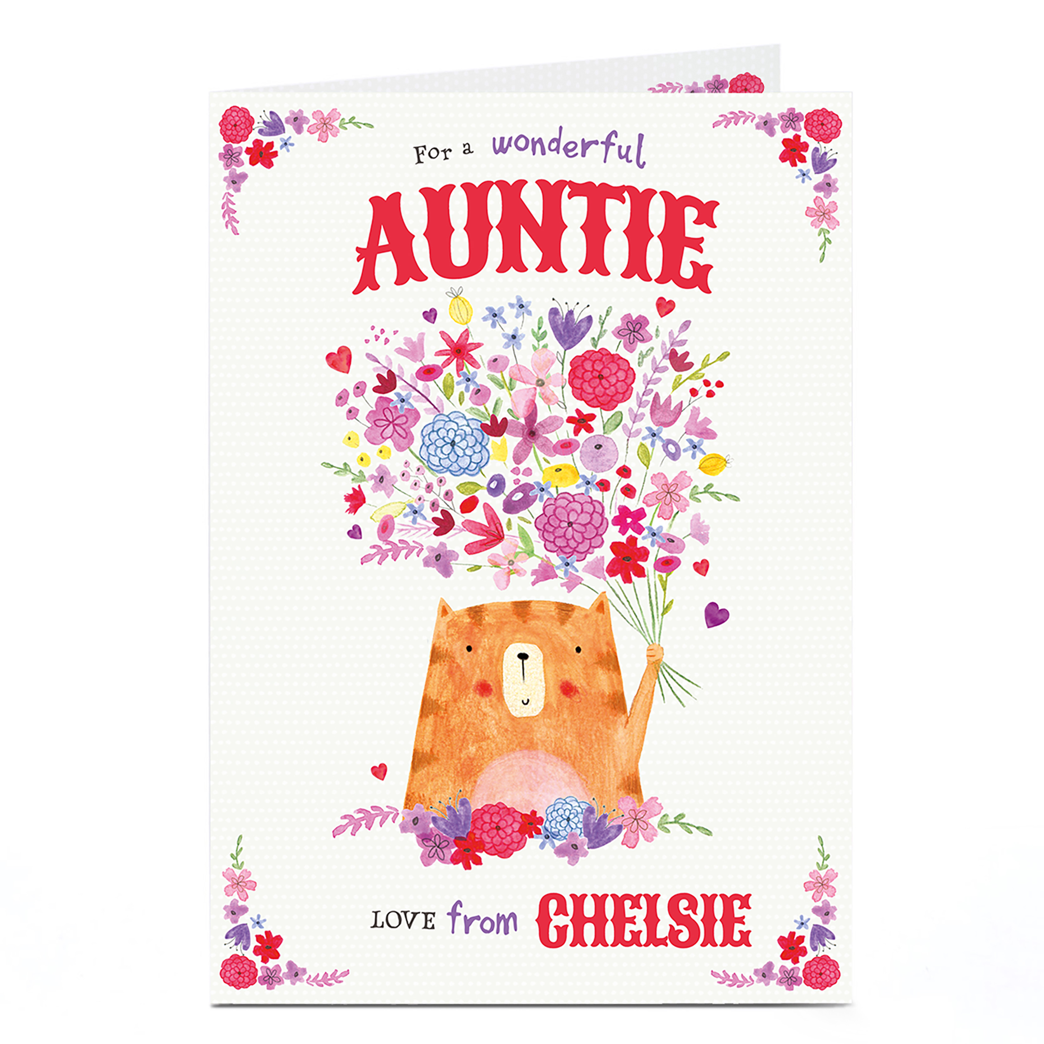 Personalised Card - Cat With Flowers