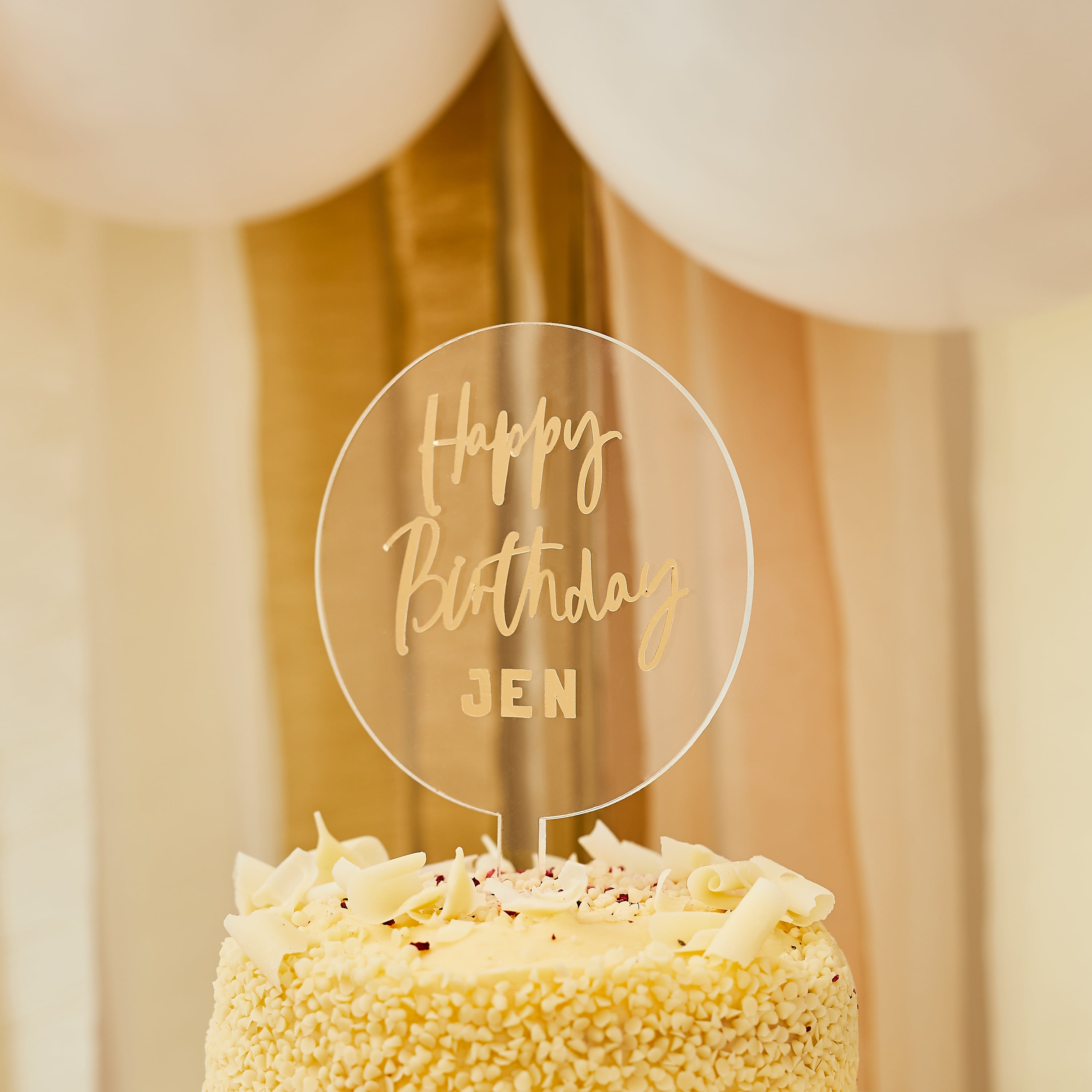 Metallic Gold Customisable Acrylic Cake Topper