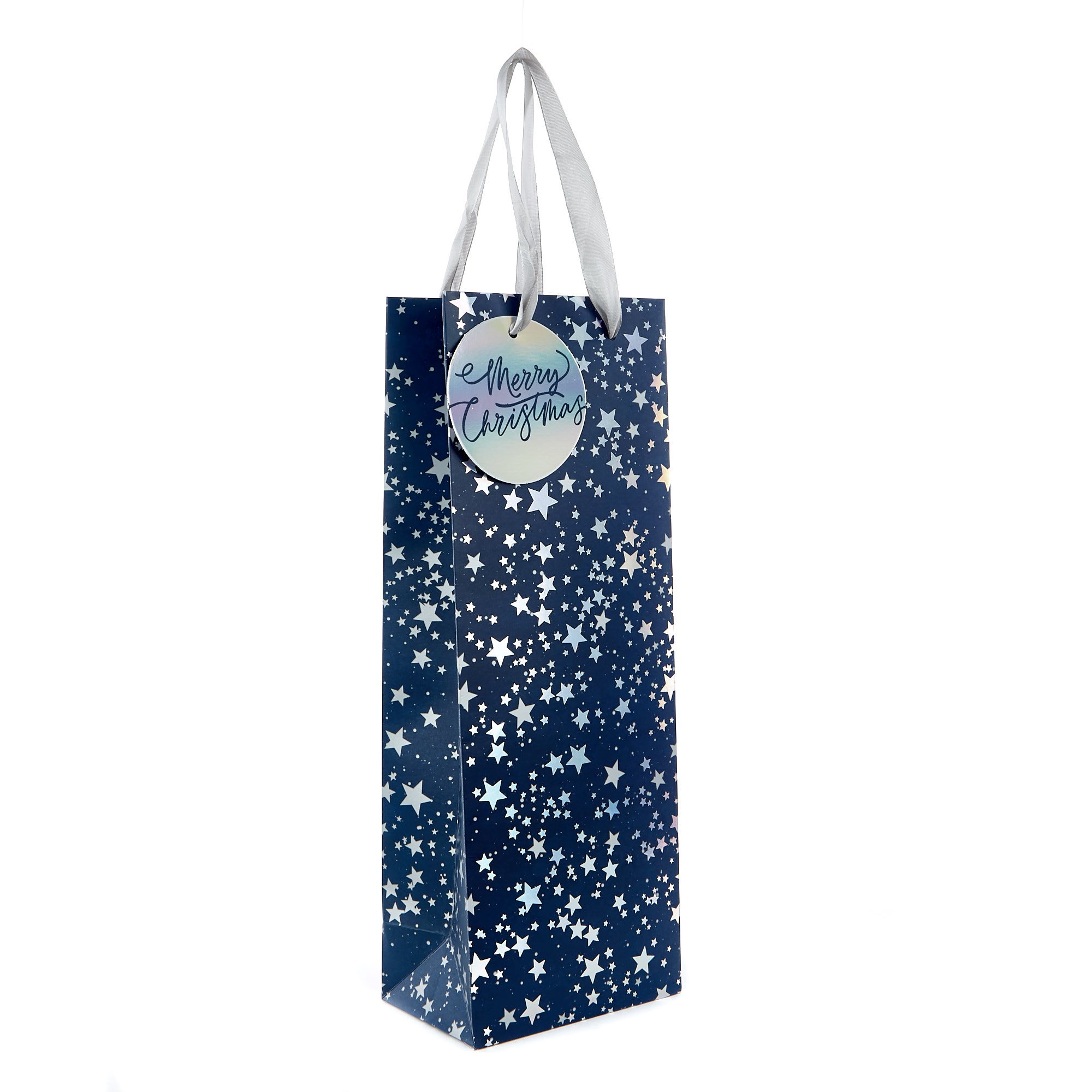 Blue & Silver Stars Christmas Bottle Bag