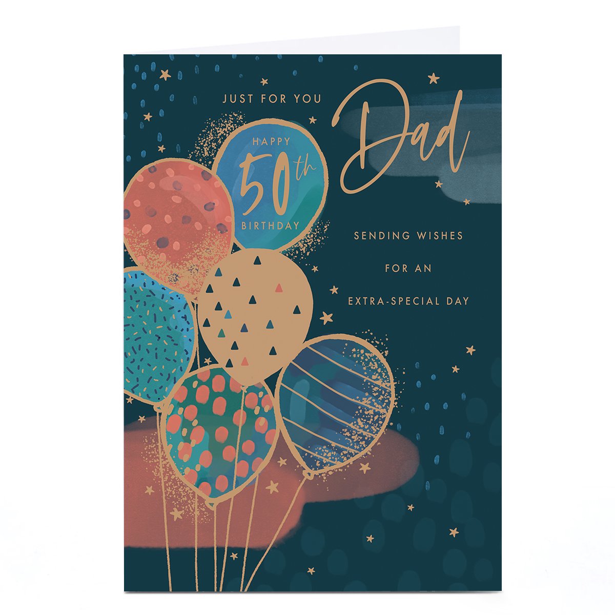 Personalised 50th Birthday Card - Bundle of Balloons, Dad