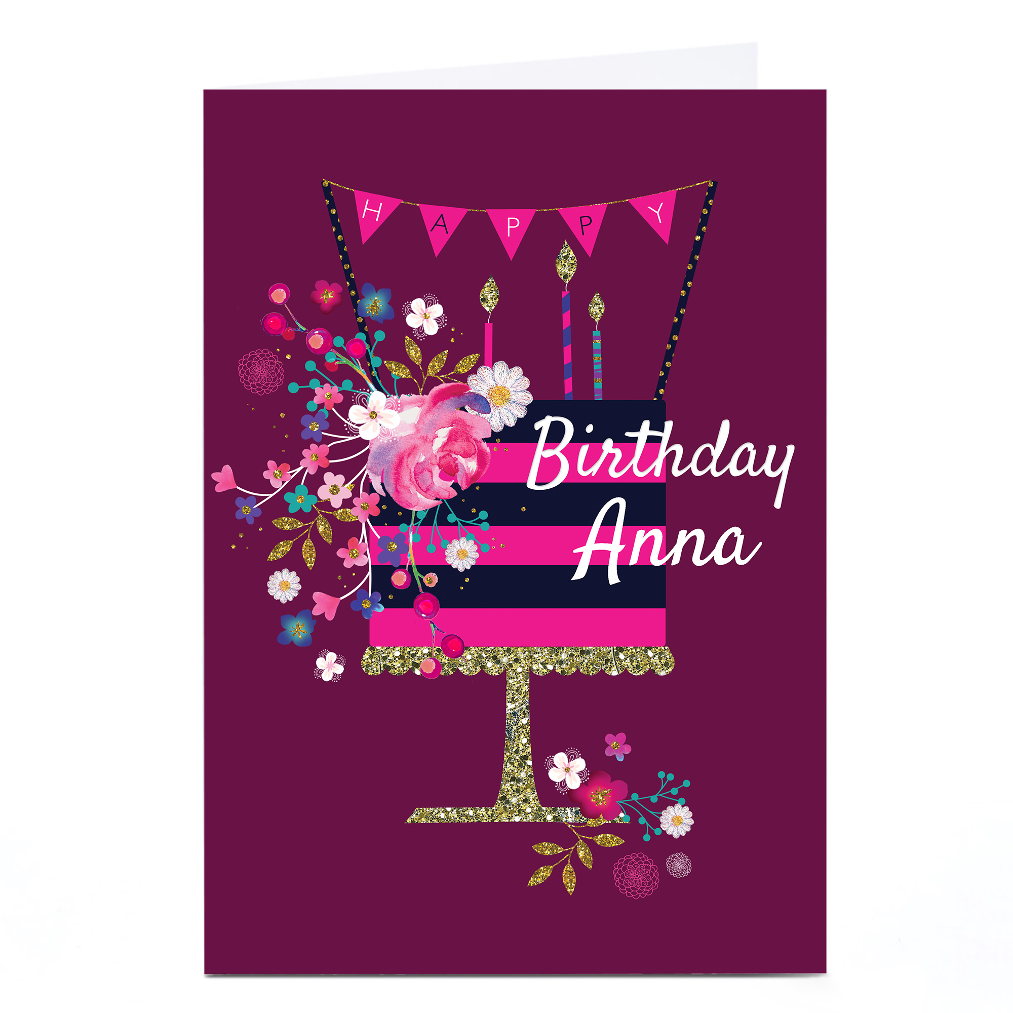 Personalised Kerry Spurling Birthday Card - Cake [Any Message]