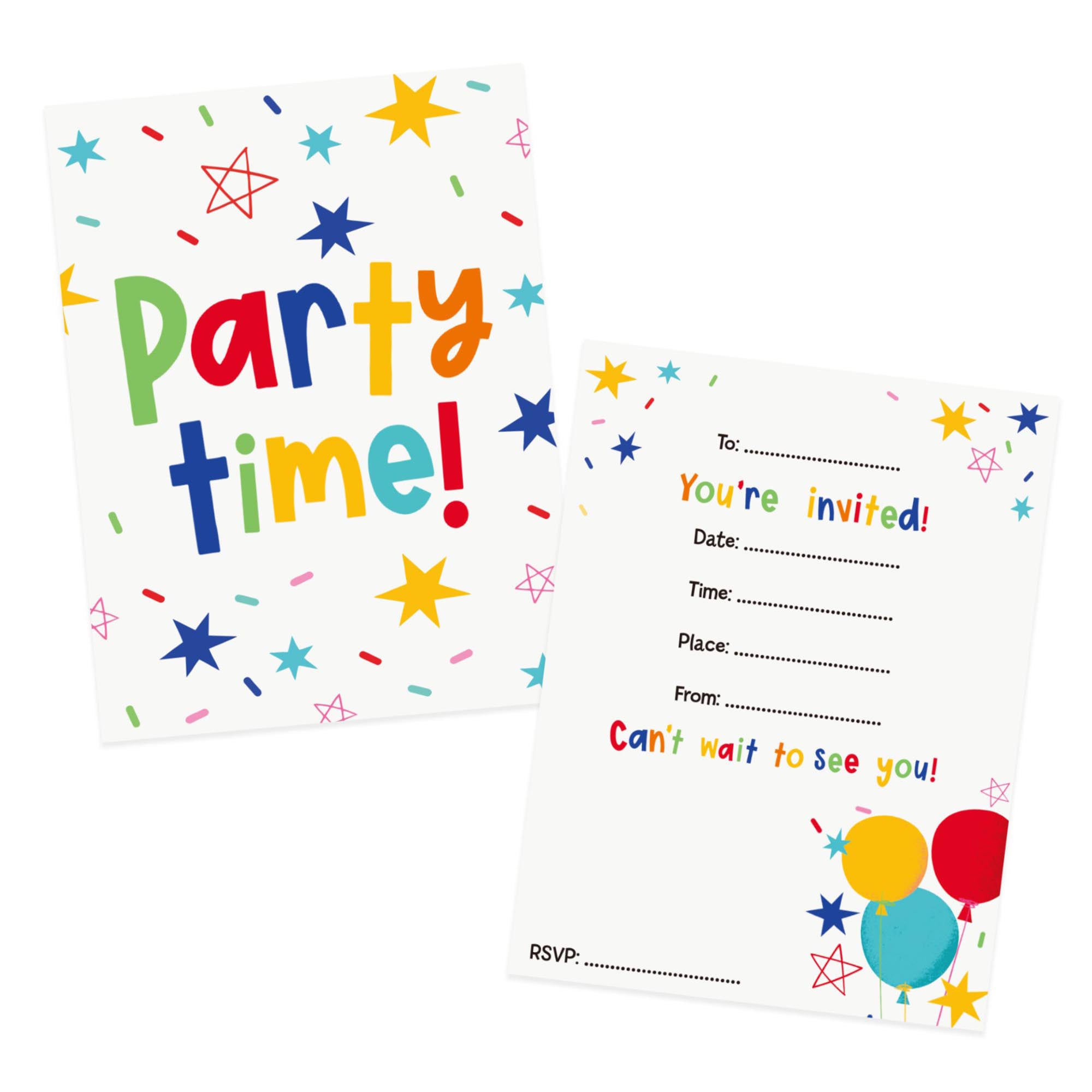 Brights Party Invitations - Pack of 10