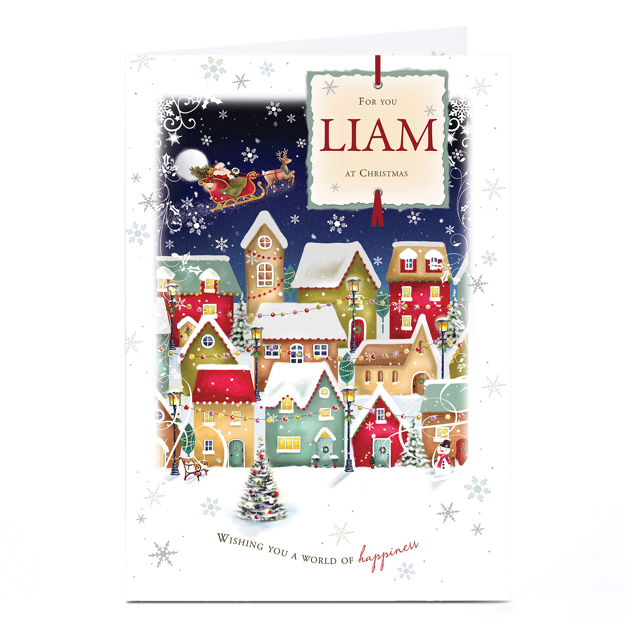 Personalised Christmas Card - Snowy Village