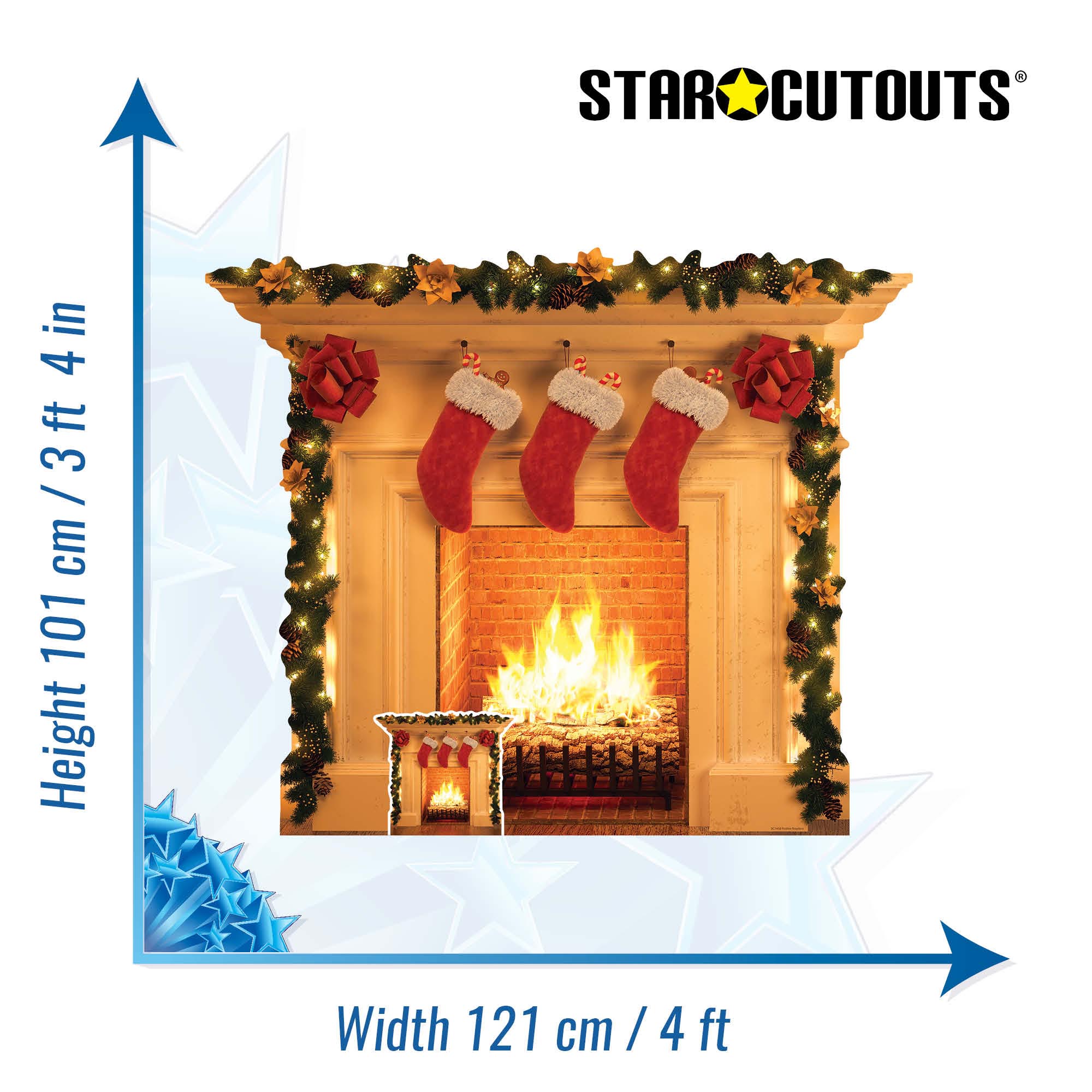 Festive Christmas Fireplace Cardboard Cutout 