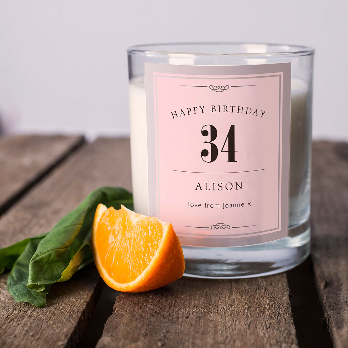 Personalised Pomegranate & Cashmere Scented Candle - Birthday Pink