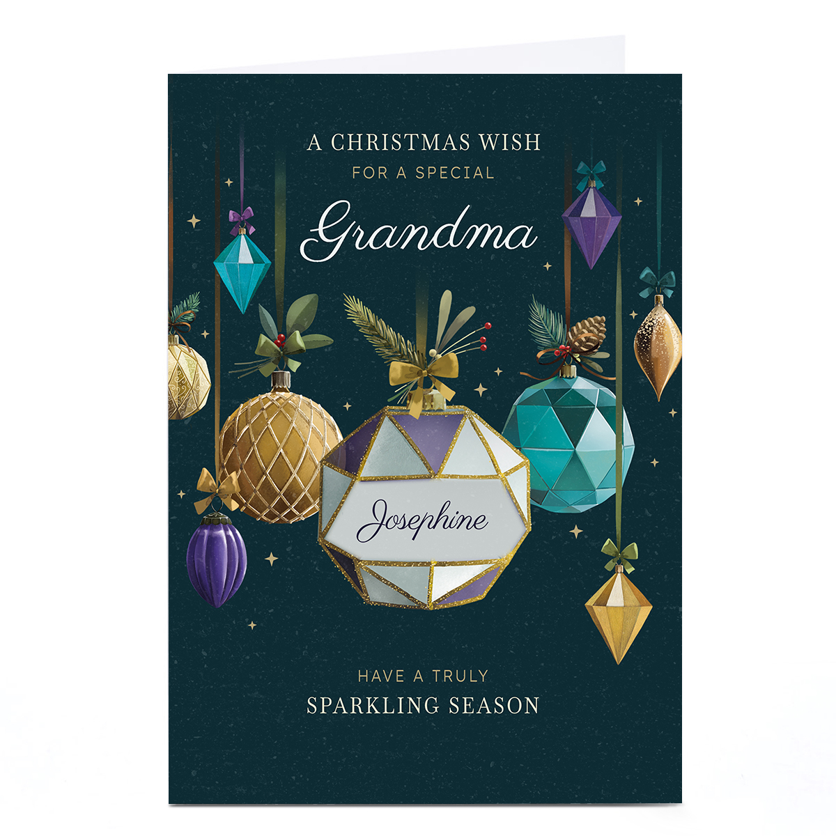 Personalised Christmas Card - Geometric Bauble, Grandma
