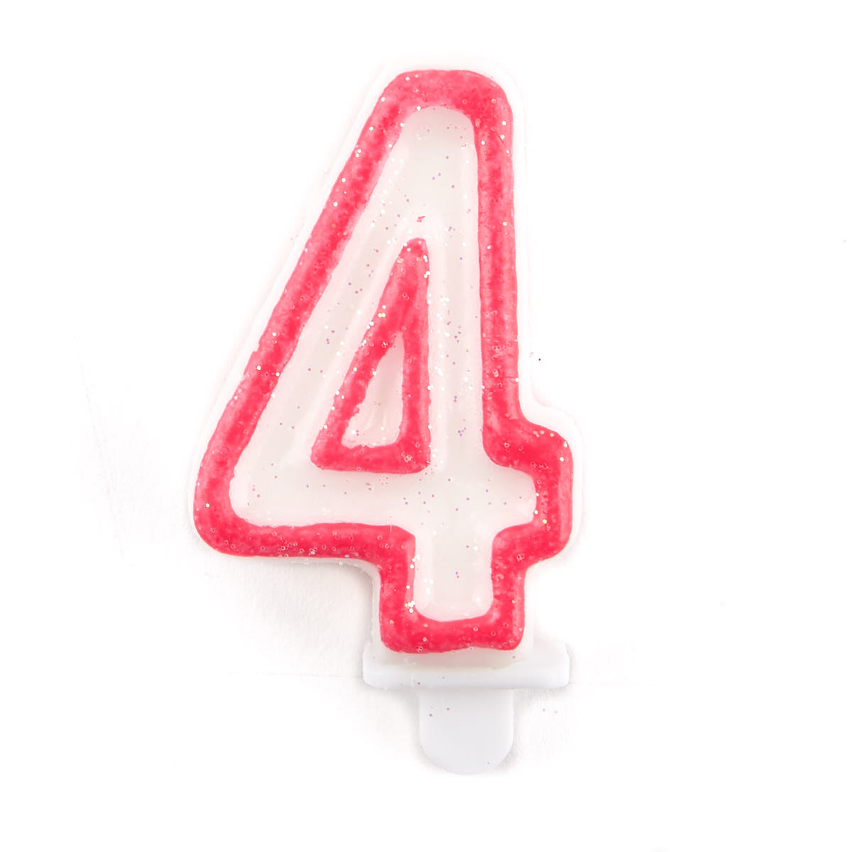 Pink Glittery Number 4 Birthday Candle