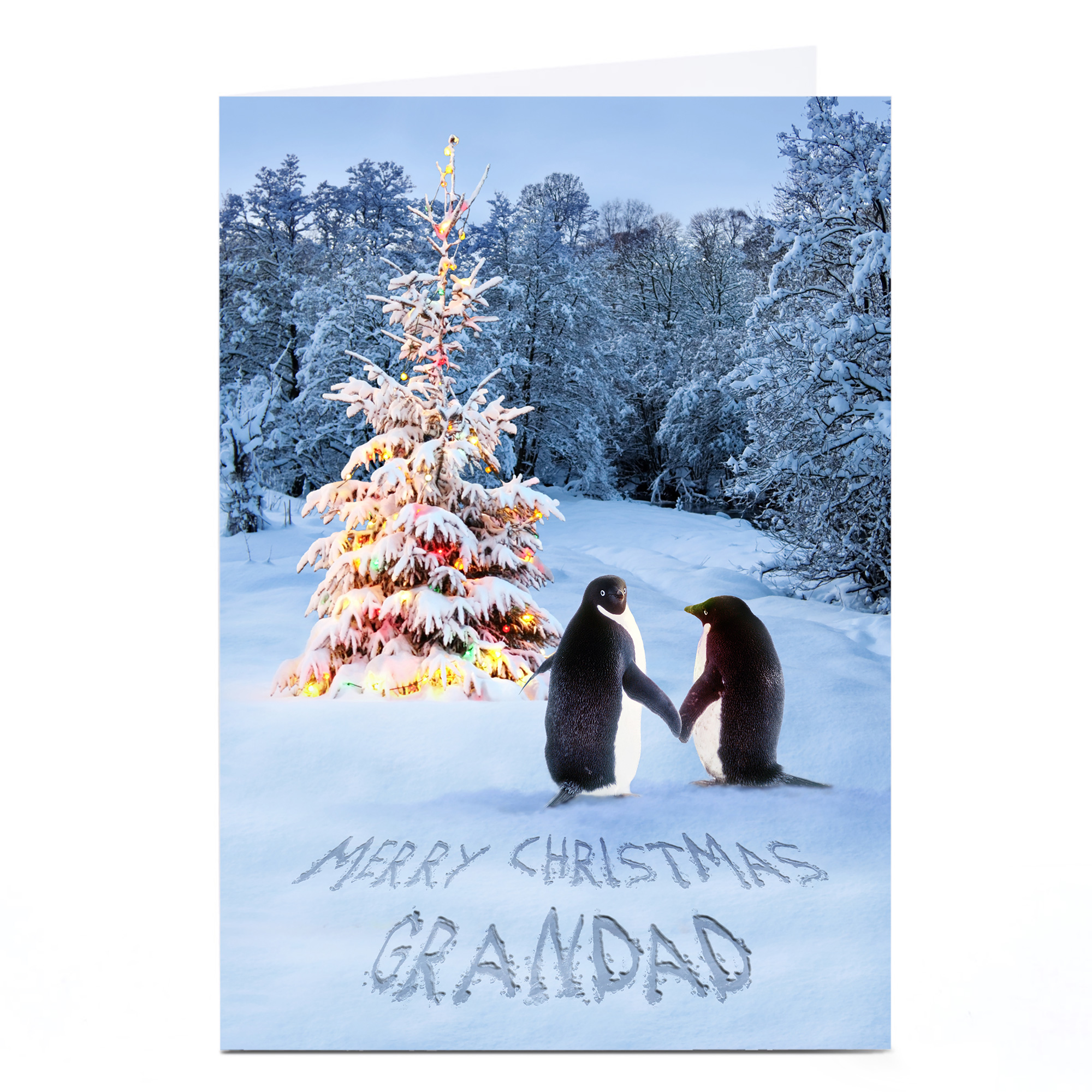 Personalised Christmas Card - Penguin Couple Grandad