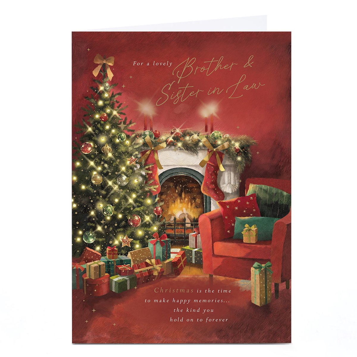 Personalised Christmas Card - Fireplace Scene, Brother & Sister-in-Law