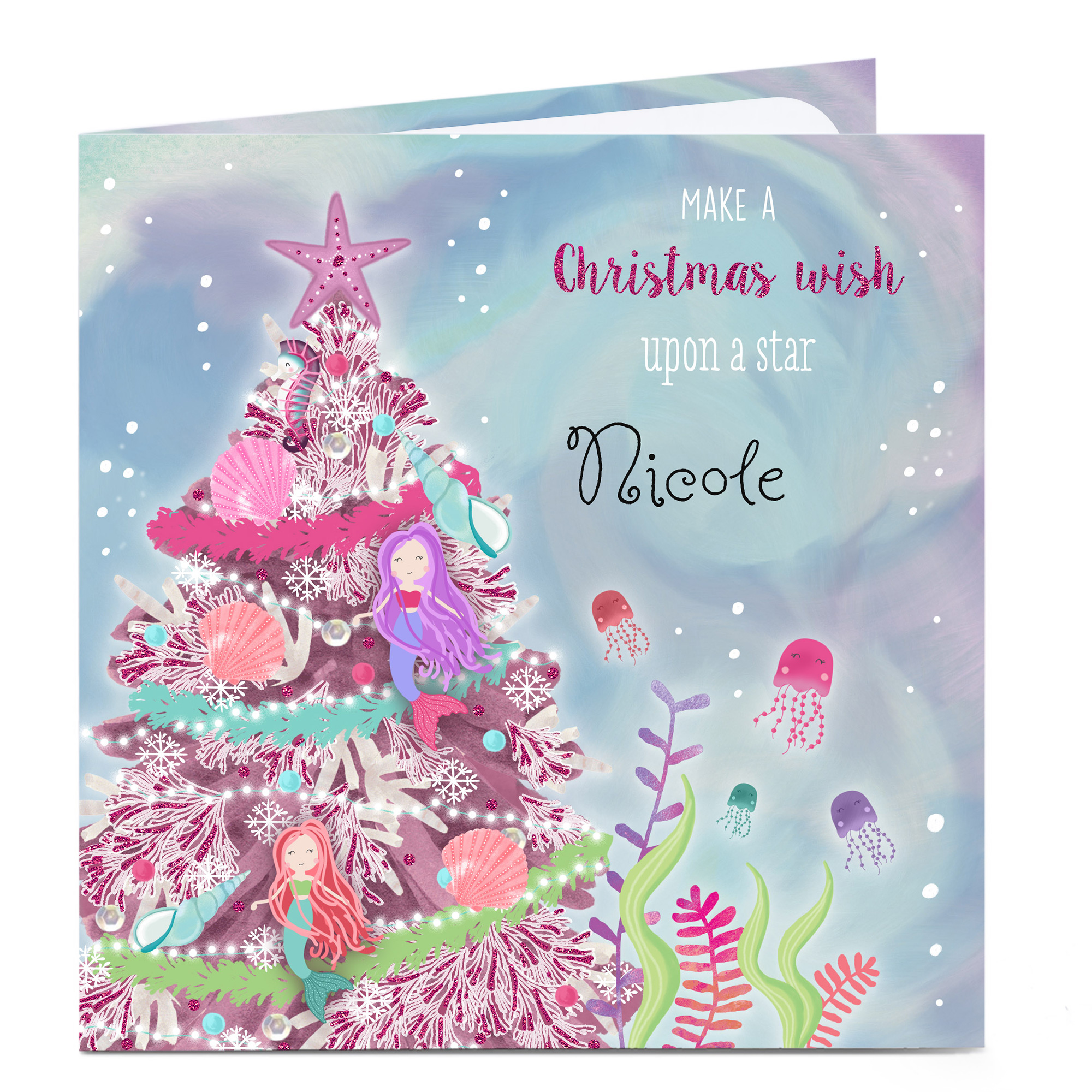 Personalised Christmas Card - Mermaids Wish Upon A Star